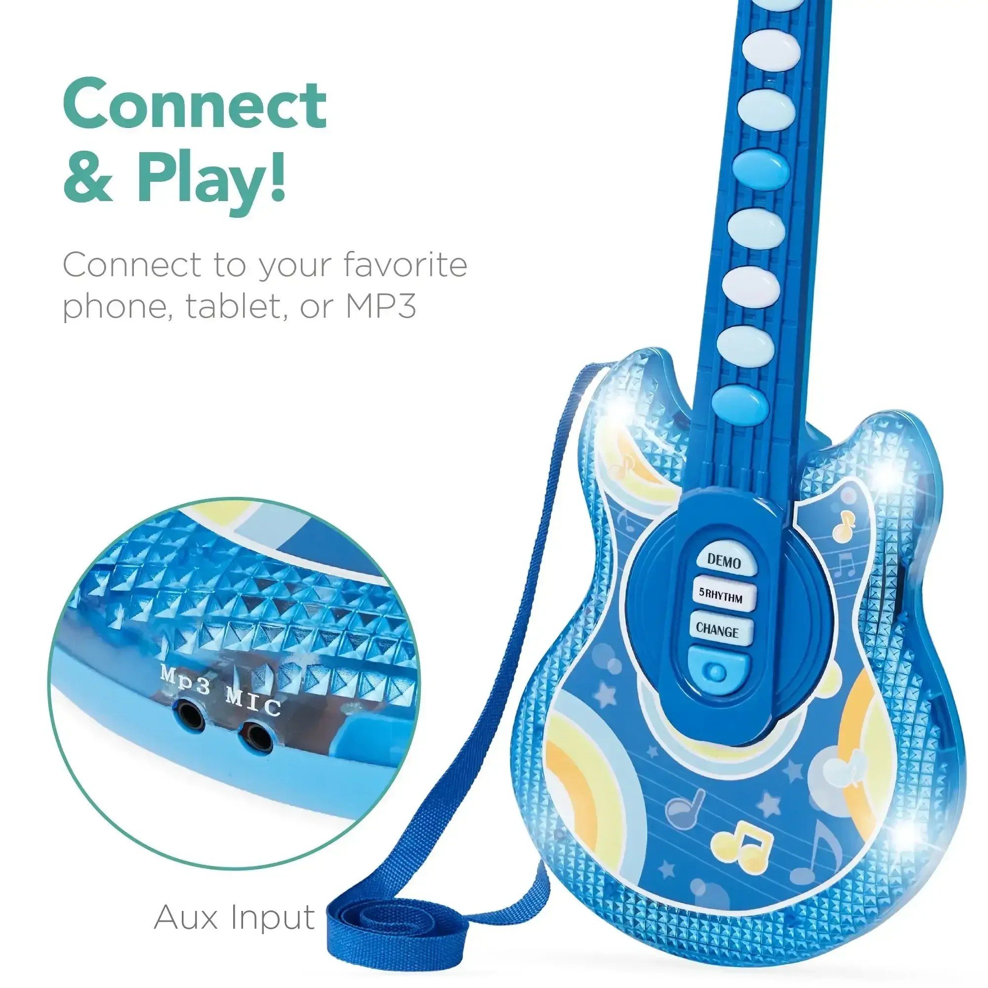 Best Choice Products 19in Kids Flash Guitar, Pretend Play Musical Instrument Toy for Toddlers w/ Mic, Stand - Image 16
