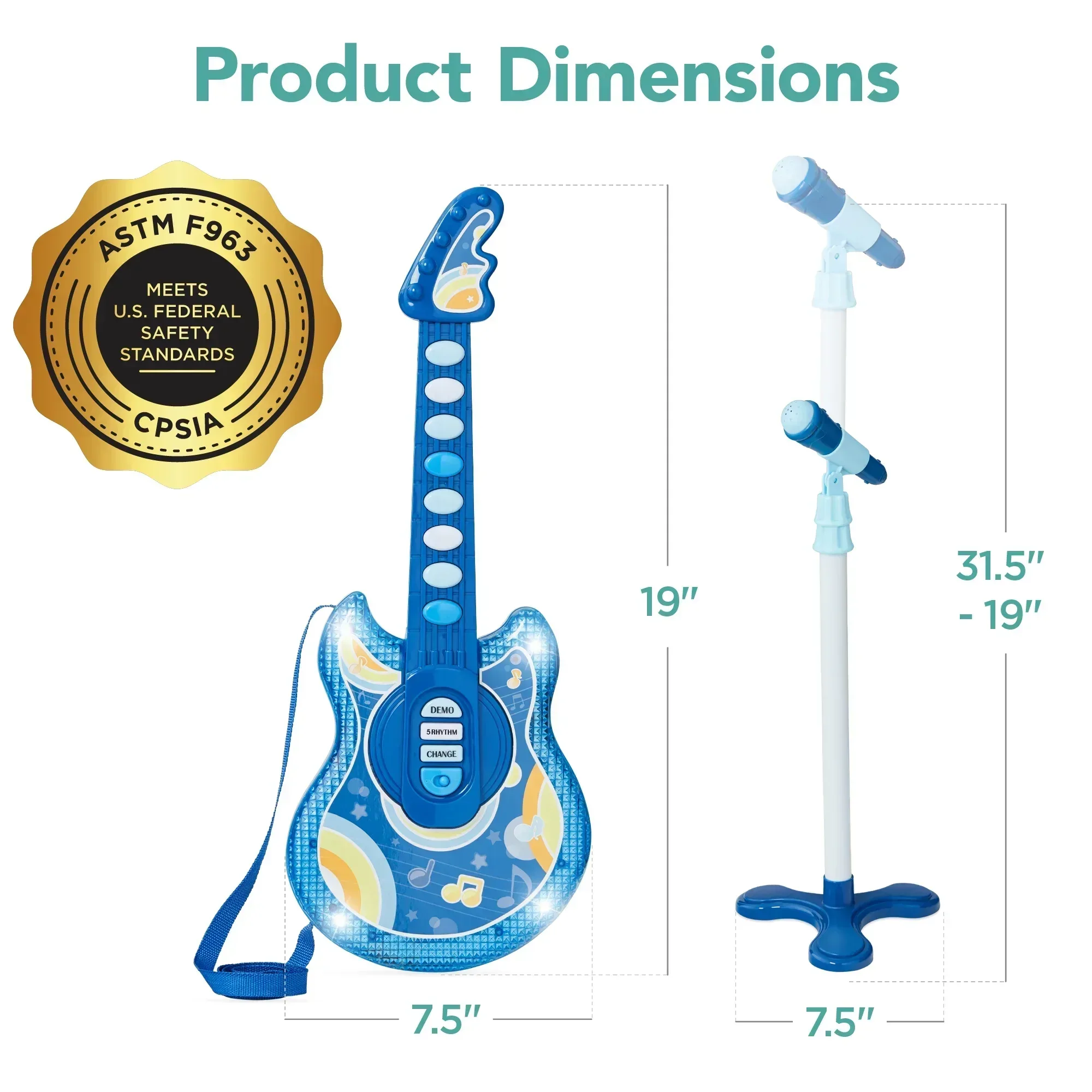 Best Choice Products 19in Kids Flash Guitar, Pretend Play Musical Instrument Toy for Toddlers w/ Mic, Stand - Image 17