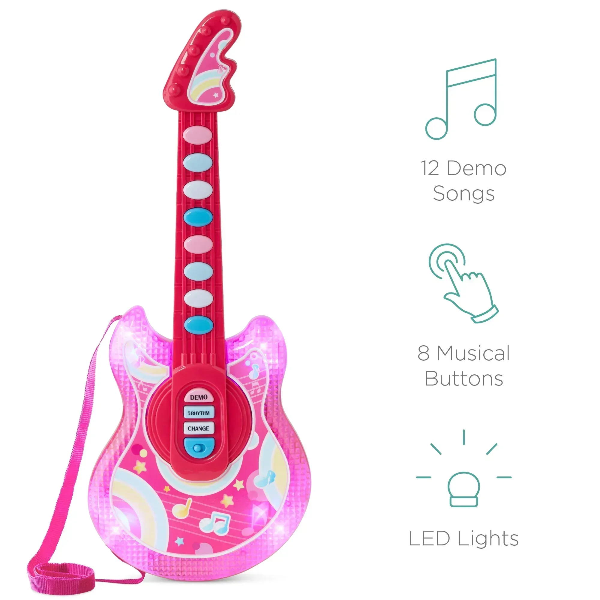 Best Choice Products 19in Kids Flash Guitar, Pretend Play Musical Instrument Toy for Toddlers w/ Mic, Stand - Image 19