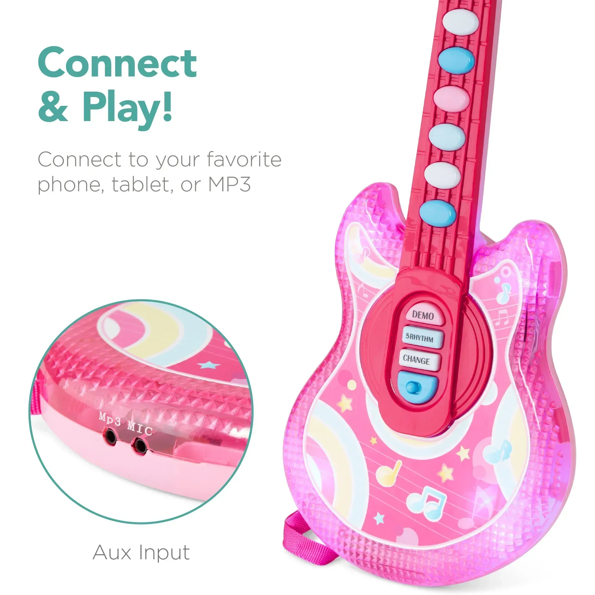 Best Choice Products 19in Kids Flash Guitar, Pretend Play Musical Instrument Toy for Toddlers w/ Mic, Stand - Image 20