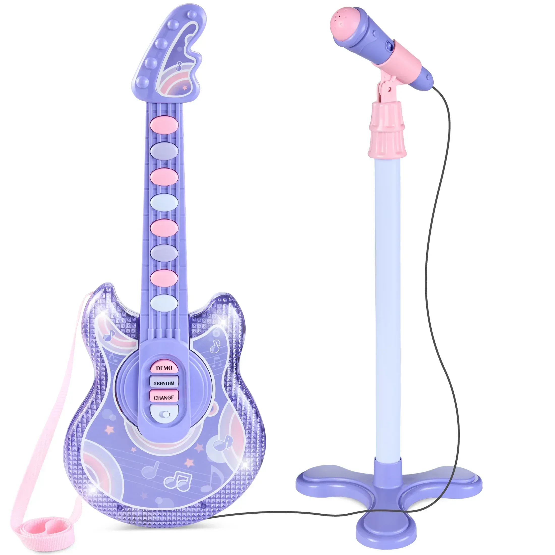 Best Choice Products 19in Kids Flash Guitar, Pretend Play Musical Instrument Toy for Toddlers w/ Mic, Stand - Image 22
