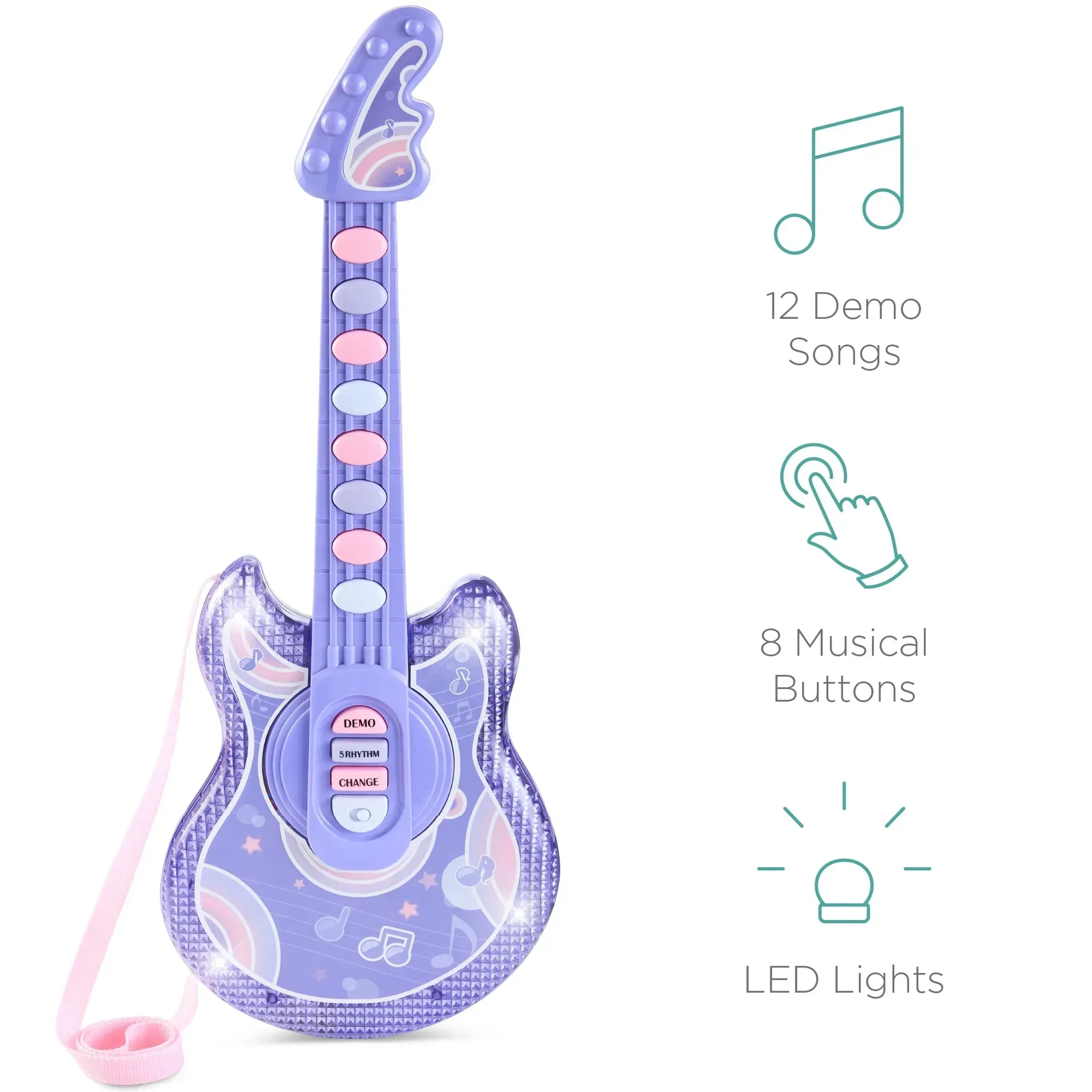 Best Choice Products 19in Kids Flash Guitar, Pretend Play Musical Instrument Toy for Toddlers w/ Mic, Stand - Image 23