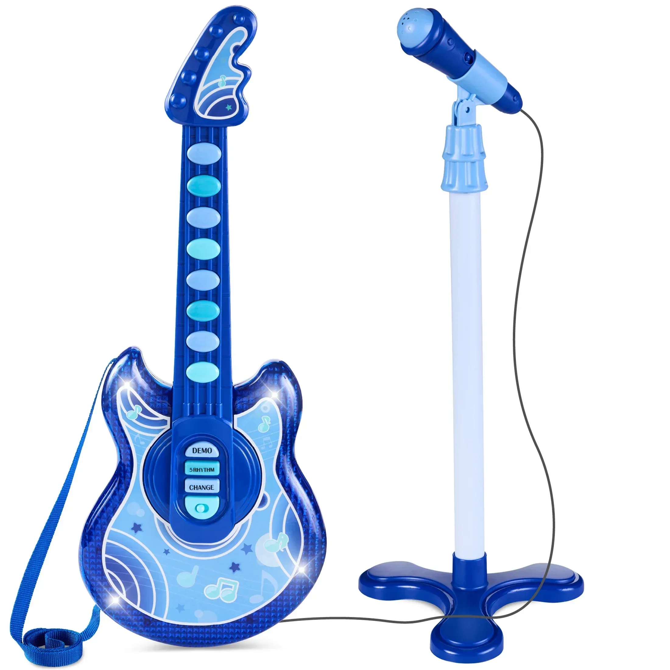 Best Choice Products 19in Kids Flash Guitar, Pretend Play Musical Instrument Toy for Toddlers w/ Mic, Stand - Image 26