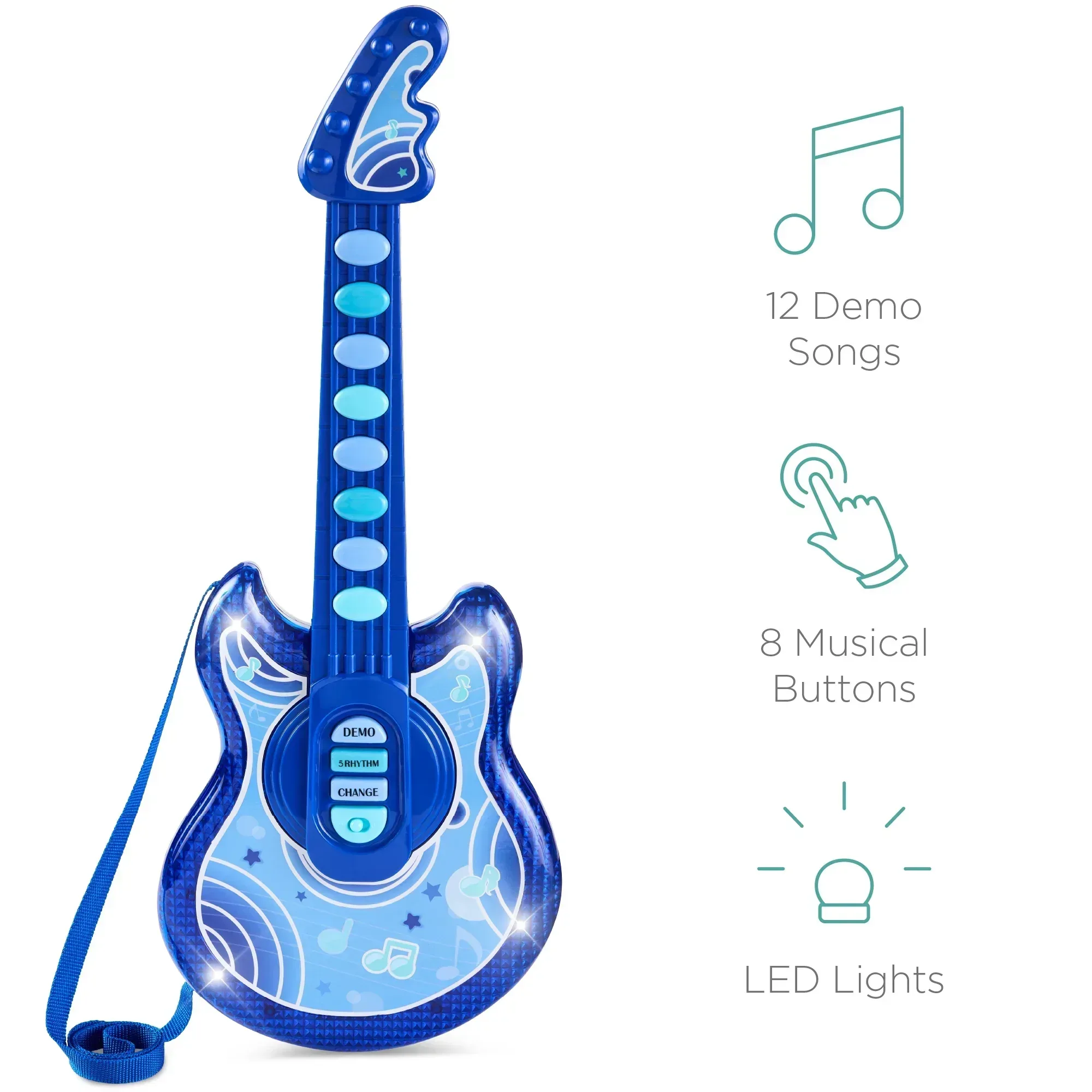 Best Choice Products 19in Kids Flash Guitar, Pretend Play Musical Instrument Toy for Toddlers w/ Mic, Stand - Image 27