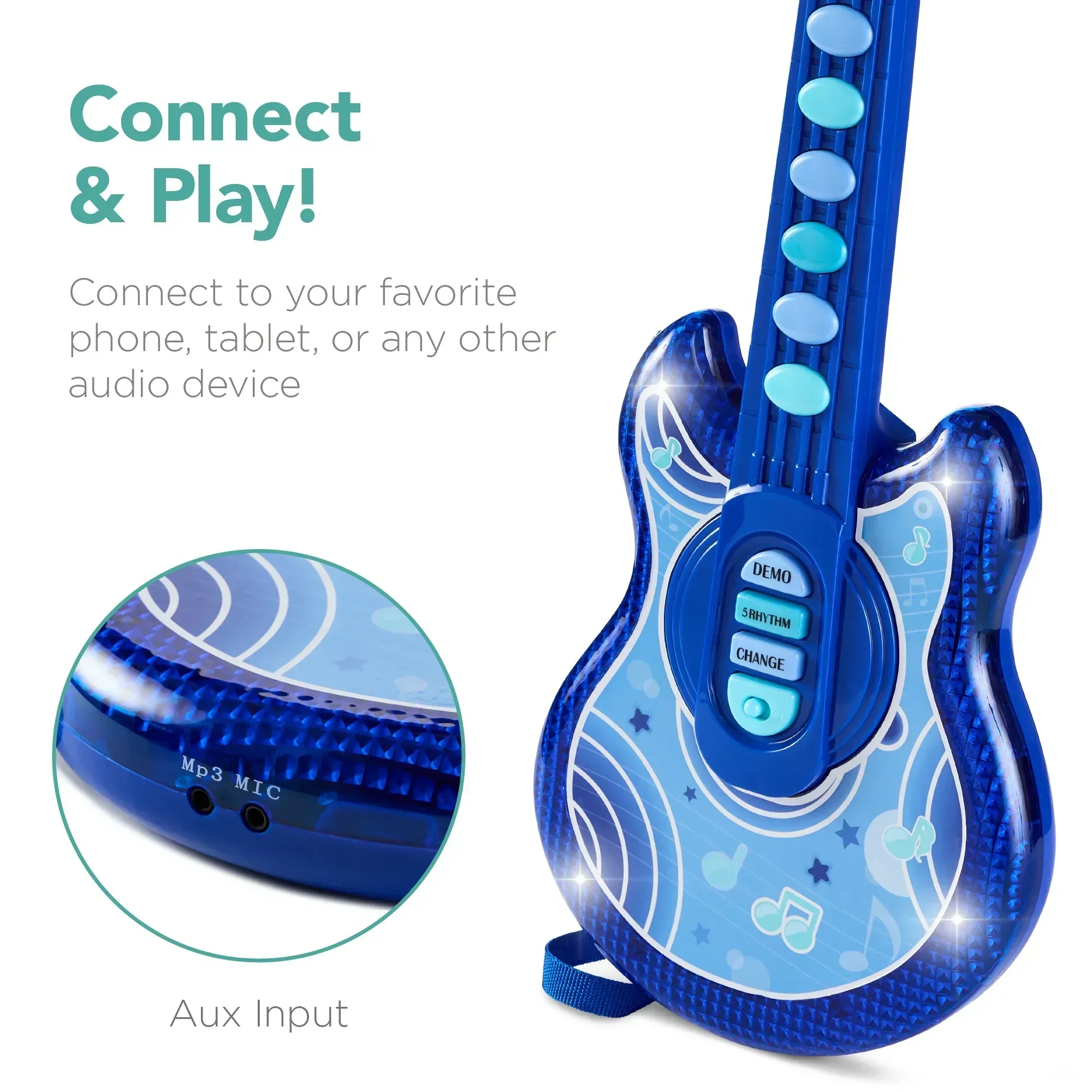 Best Choice Products 19in Kids Flash Guitar, Pretend Play Musical Instrument Toy for Toddlers w/ Mic, Stand - Image 28