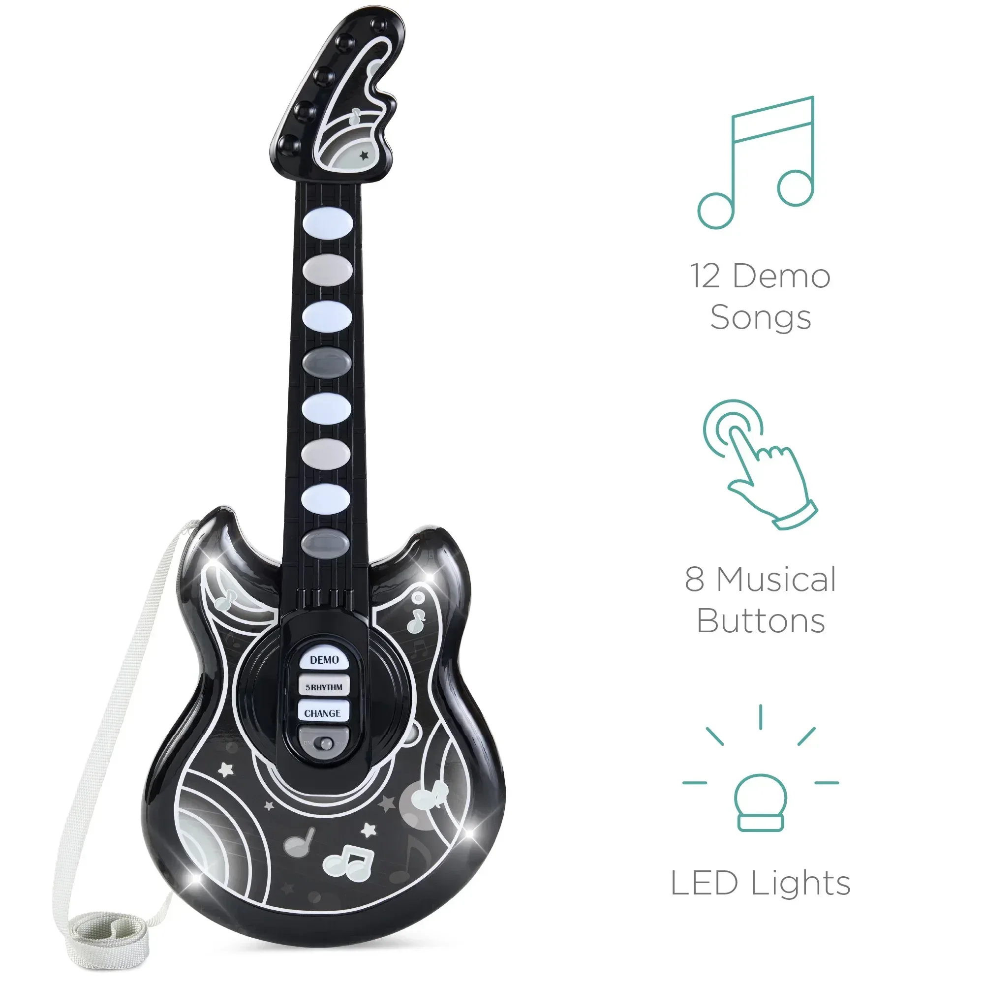 Best Choice Products 19in Kids Flash Guitar, Pretend Play Musical Instrument Toy for Toddlers w/ Mic, Stand - Image 5