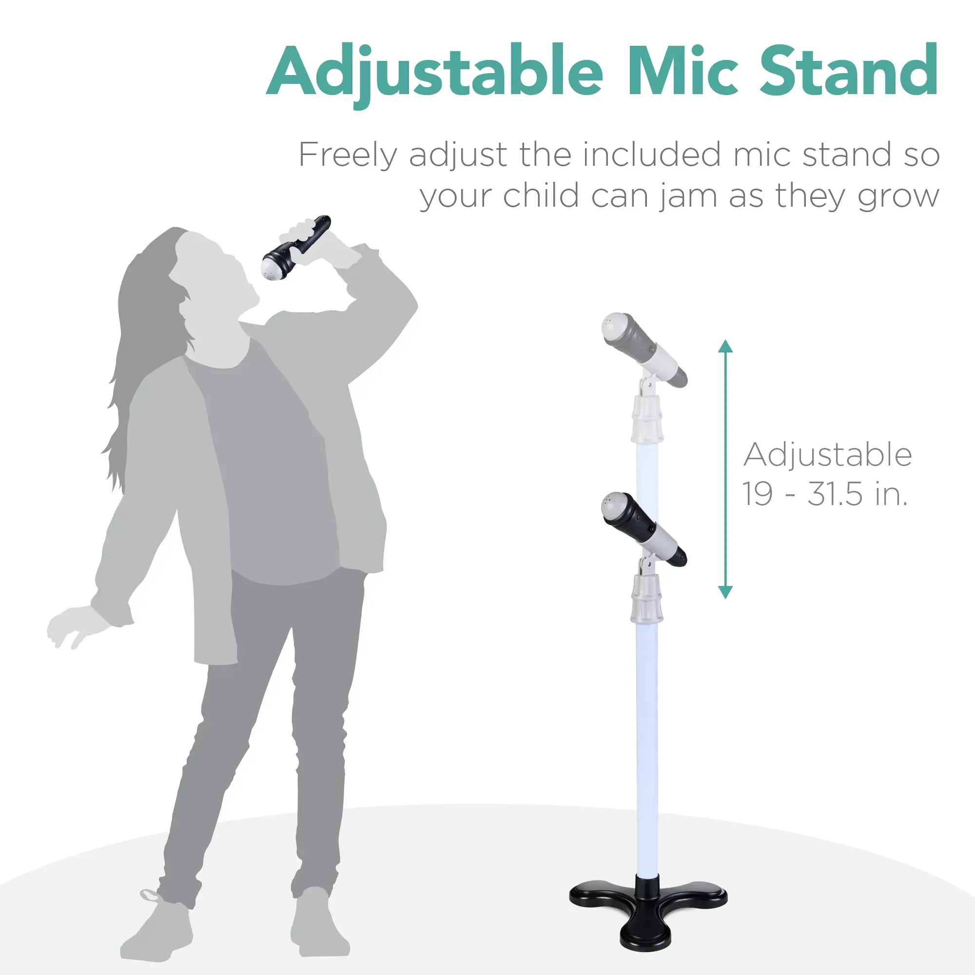 Best Choice Products 19in Kids Flash Guitar, Pretend Play Musical Instrument Toy for Toddlers w/ Mic, Stand - Black - Image 7