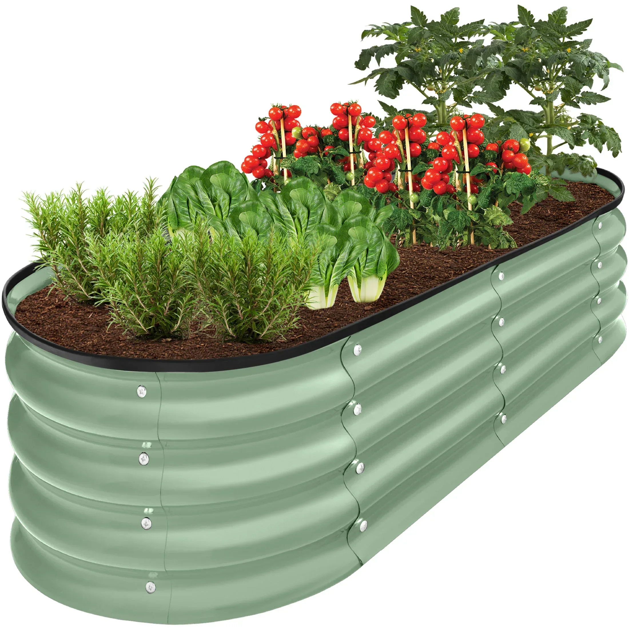 Best Choice Products 4x2x1ft Outdoor Raised Metal Oval Garden Bed, Planter Box for Vegetables, Flowers - Charcoal - Image 10