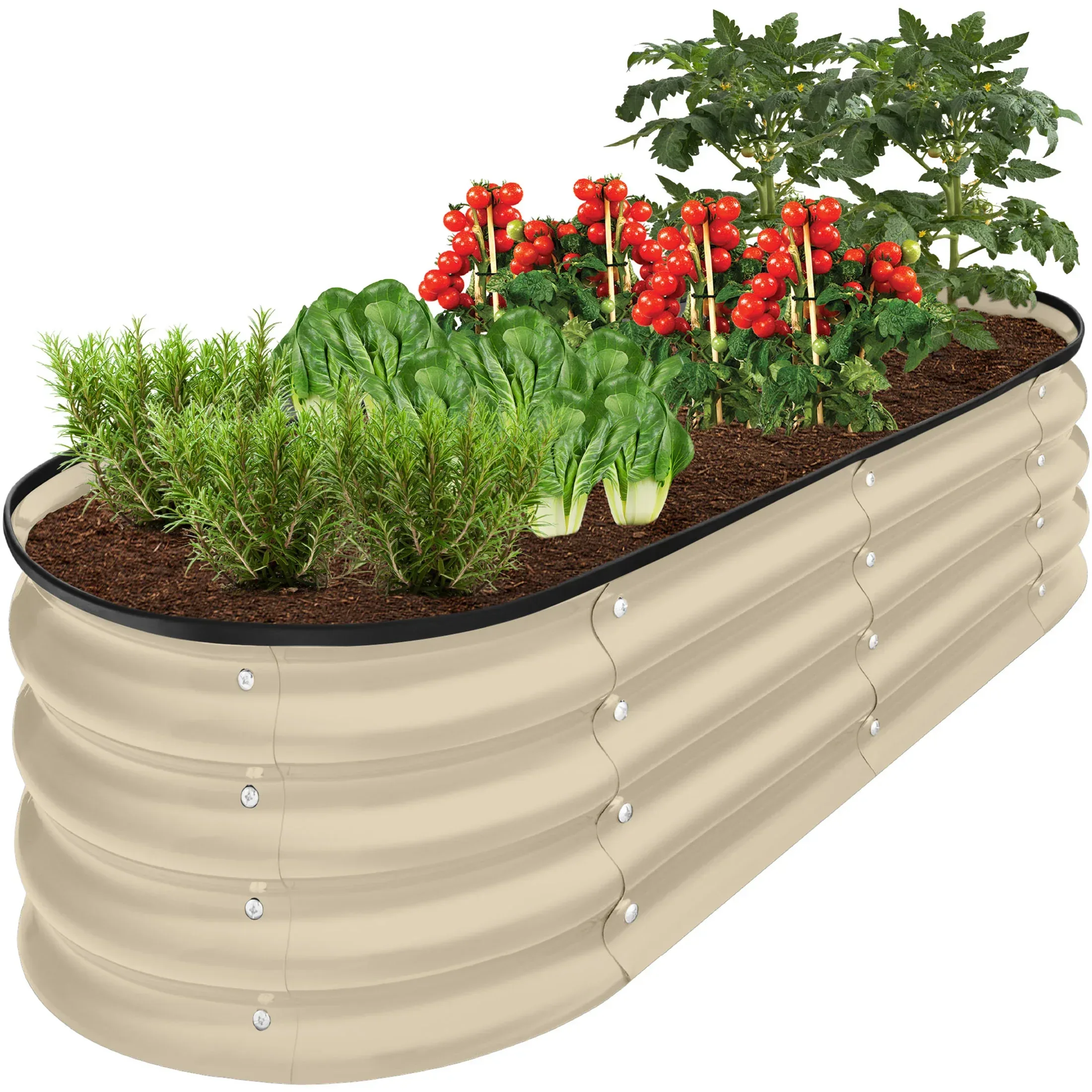 Best Choice Products 4x2x1ft Outdoor Raised Metal Oval Garden Bed, Planter Box for Vegetables, Flowers - Charcoal - Image 11