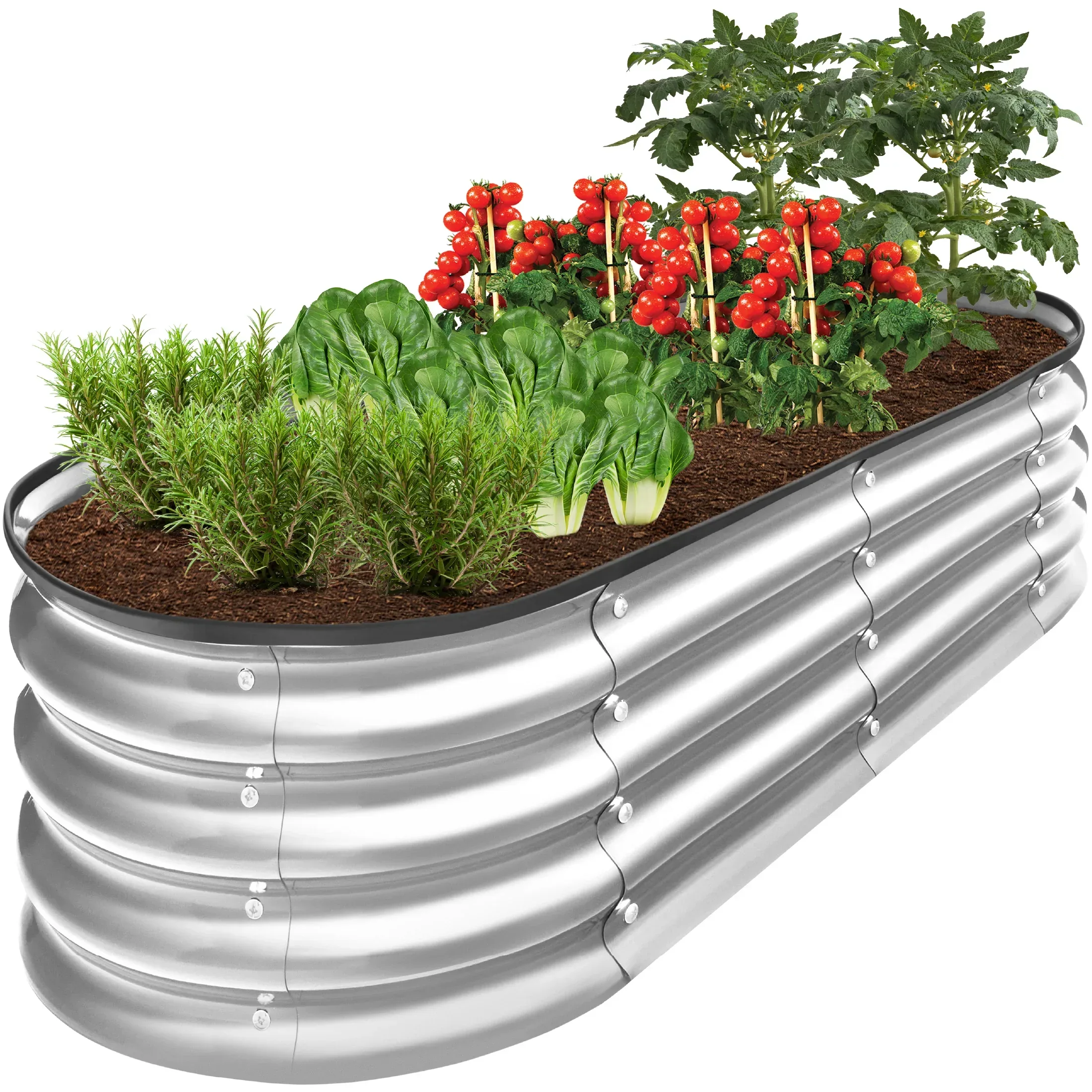 Best Choice Products 4x2x1ft Outdoor Raised Metal Oval Garden Bed, Planter Box for Vegetables, Flowers - Charcoal - Image 12