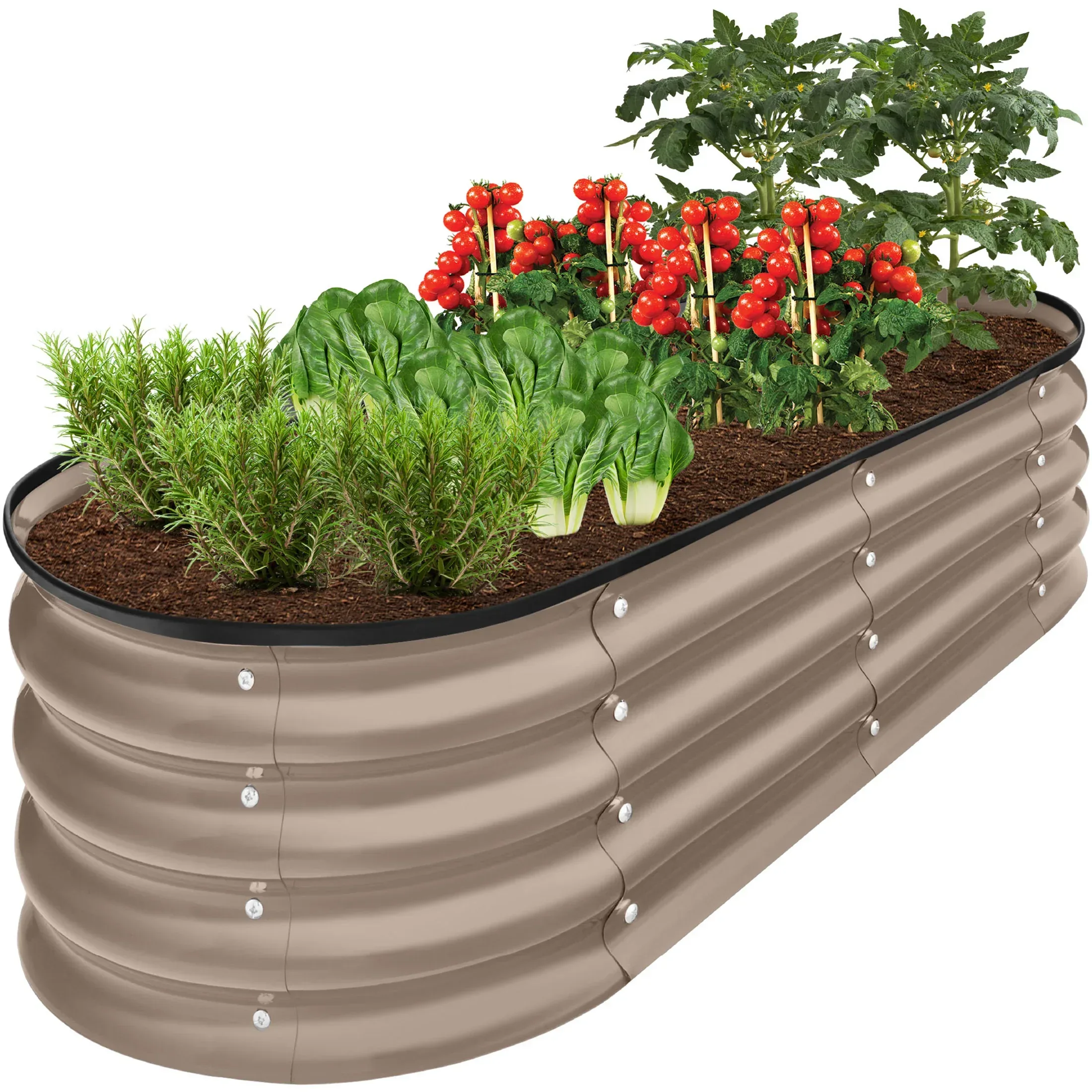 Best Choice Products 4x2x1ft Outdoor Raised Metal Oval Garden Bed, Planter Box for Vegetables, Flowers - Charcoal - Image 13