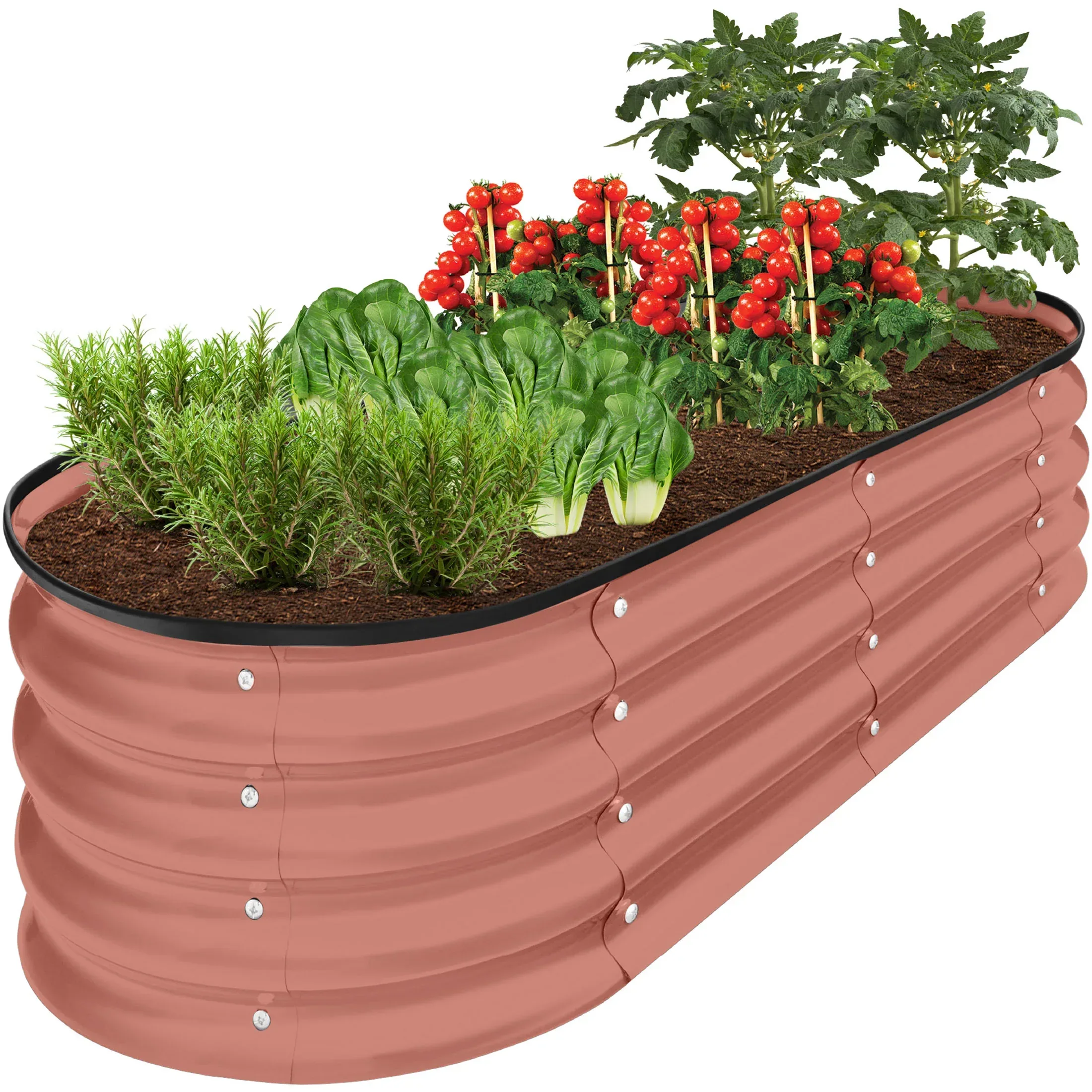 Best Choice Products 4x2x1ft Outdoor Raised Metal Oval Garden Bed, Planter Box for Vegetables, Flowers - Charcoal - Image 14