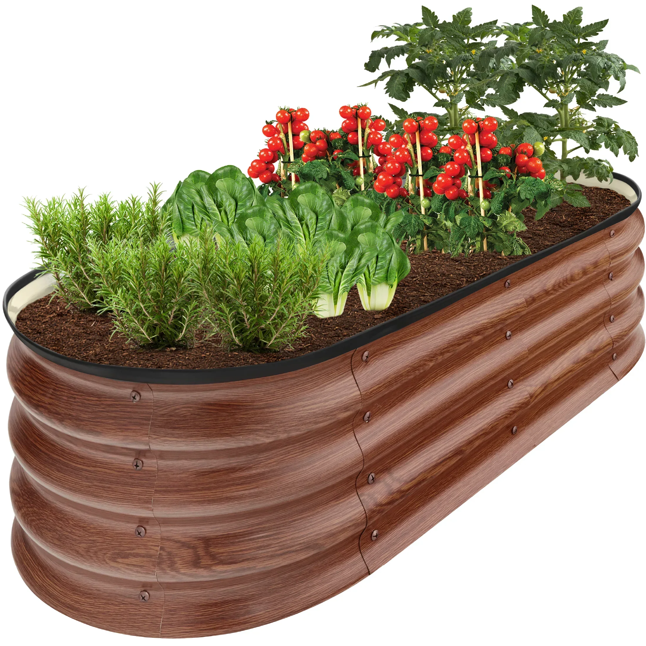 Best Choice Products 4x2x1ft Outdoor Raised Metal Oval Garden Bed, Planter Box for Vegetables, Flowers - Charcoal - Image 15
