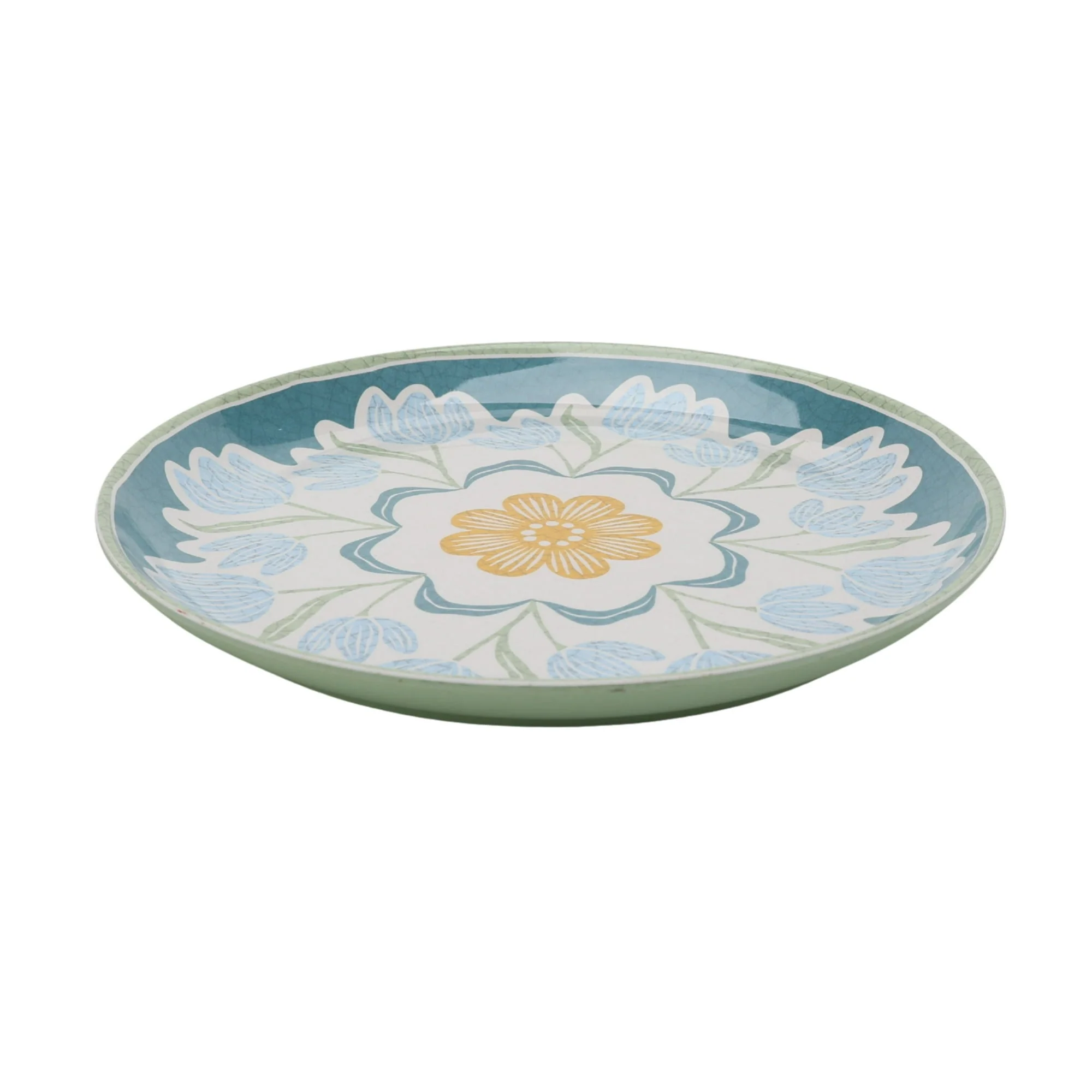 Better Homes and Gardens Bamboo Melamine 10.75-inch Dinner Plate, Green Floral Pattern - Image 2