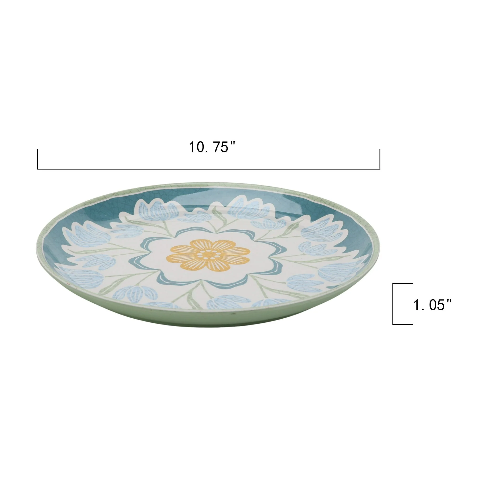 Better Homes and Gardens Bamboo Melamine 10.75-inch Dinner Plate, Green Floral Pattern - Image 4