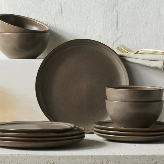 Better Homes and Gardens Banks Brown 12-Piece Stoneware Plates & Bowls Dinnerware Set - Image 2