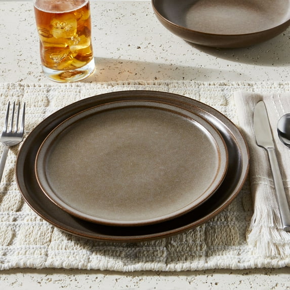 Better Homes and Gardens Banks Brown 12-Piece Stoneware Plates & Bowls Dinnerware Set - Image 3