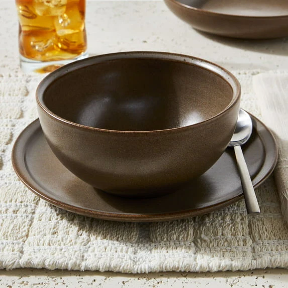 Better Homes and Gardens Banks Brown 12-Piece Stoneware Plates & Bowls Dinnerware Set - Image 7