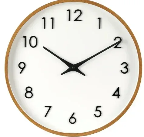 Better Homes & Garden Round Indoor 20" Modern Mid-Tone Wood Finish Plastic Frame Analog Wall Clock