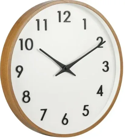 Better Homes & Garden Round Indoor 20" Modern Mid-Tone Wood Finish Plastic Frame Analog Wall Clock - Image 2