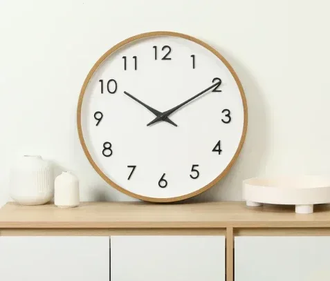 Better Homes & Garden Round Indoor 20" Modern Mid-Tone Wood Finish Plastic Frame Analog Wall Clock - Image 3