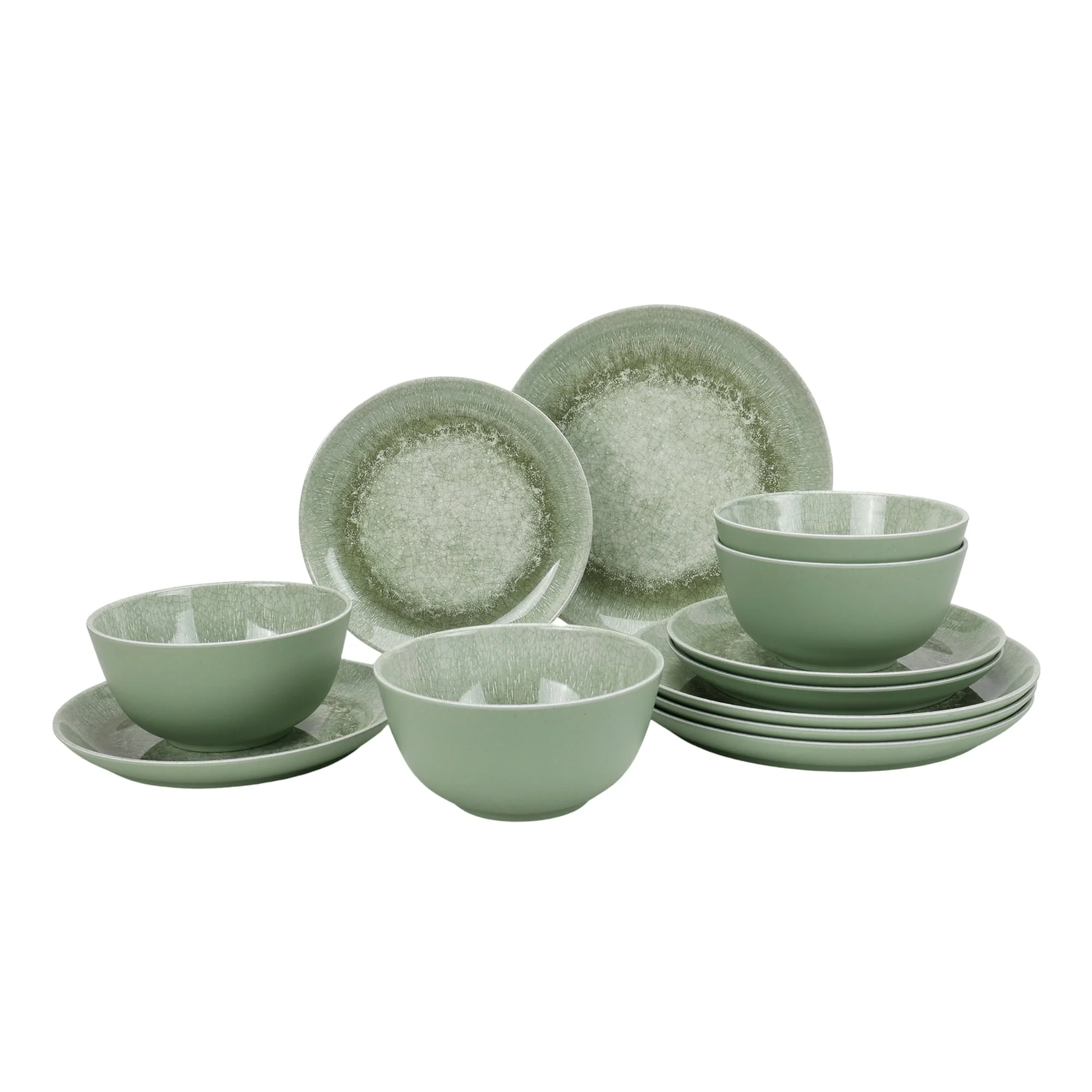 Better Homes & Gardens 12-Piece Bamboo Melamine Green Reactive Dinnerware Set