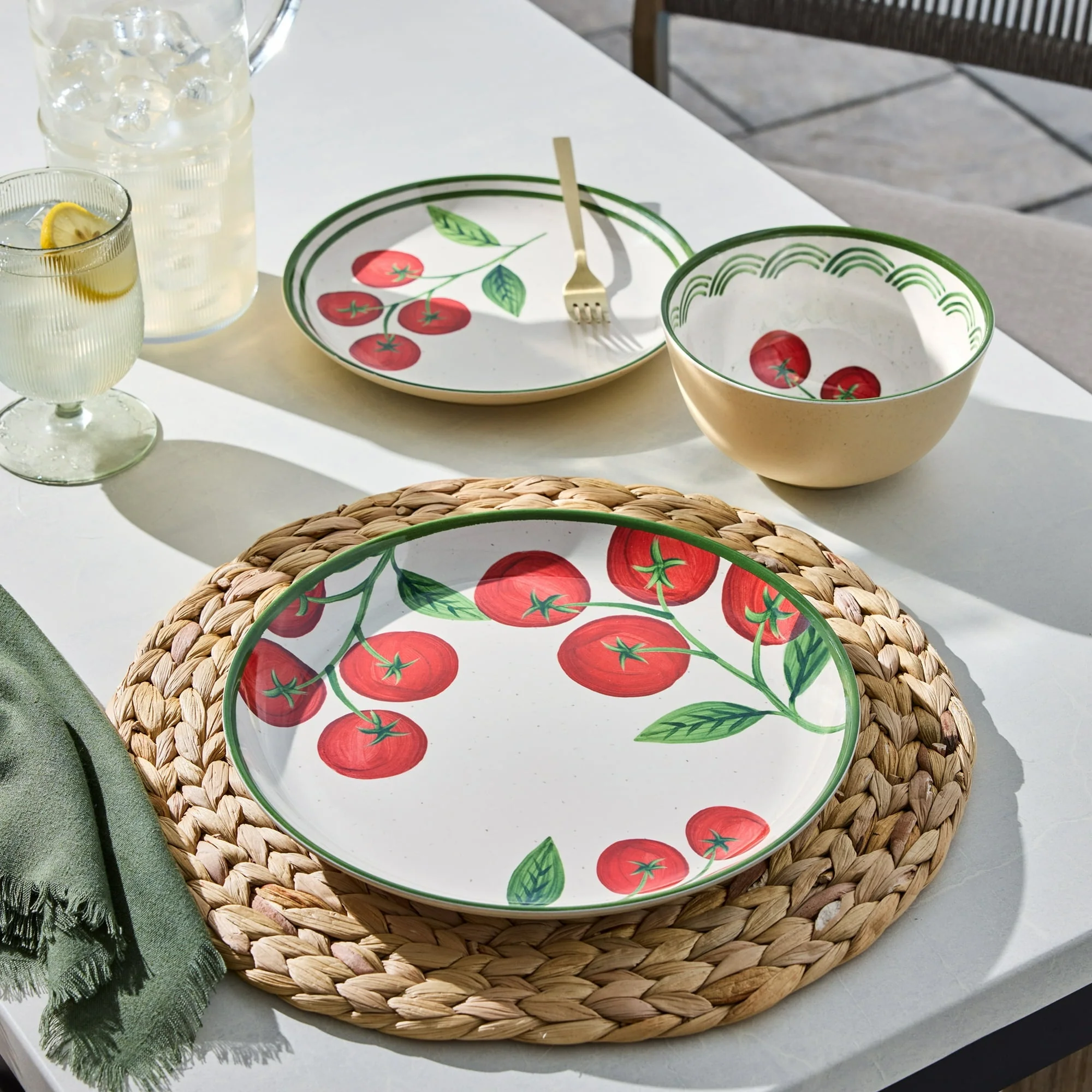 Better Homes & Gardens 12 Piece Bamboo Melamine Tomato Dinnerware Set - Image 3