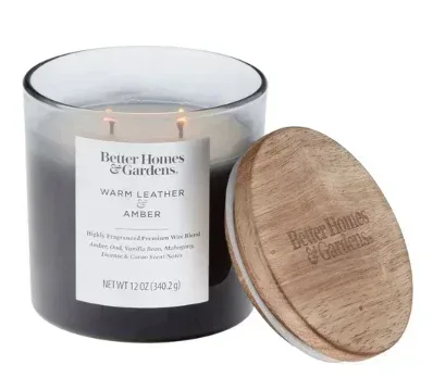 Better Homes & Gardens 12oz Warm Leather & Amber Scented 2-Wick Ombre Jar Candle - Image 2