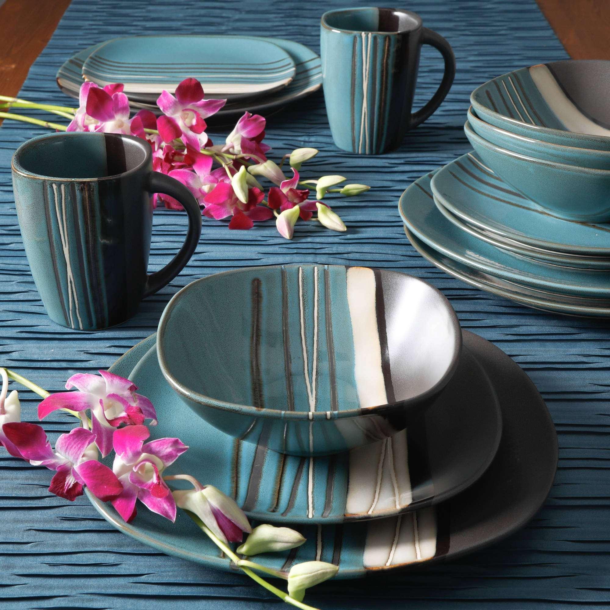 Better Homes & Gardens Bazaar Teal 16-piece Dinnerware Set - Image 3