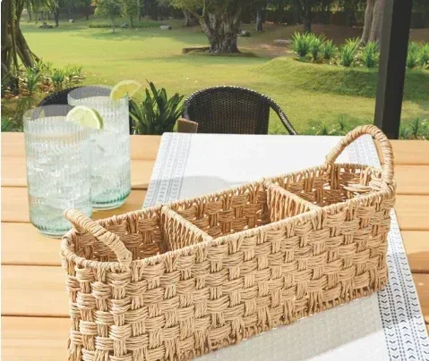 Better Homes & Gardens- Beige Oval Rattan Caddy - Image 2
