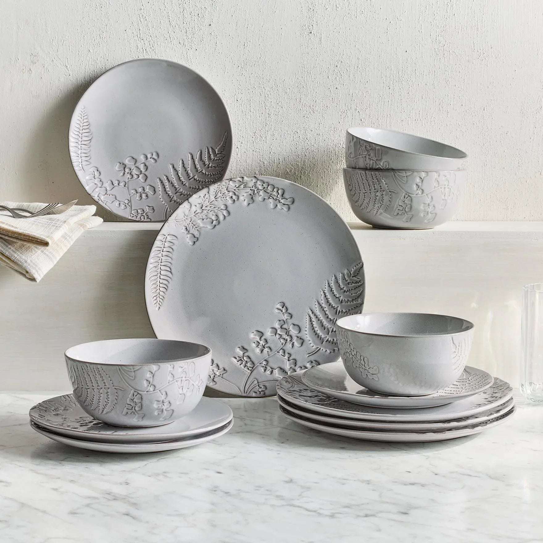 Better Homes & Gardens-Ellie Gray Stoneware 12-Piece Dinnerware Set - Image 2