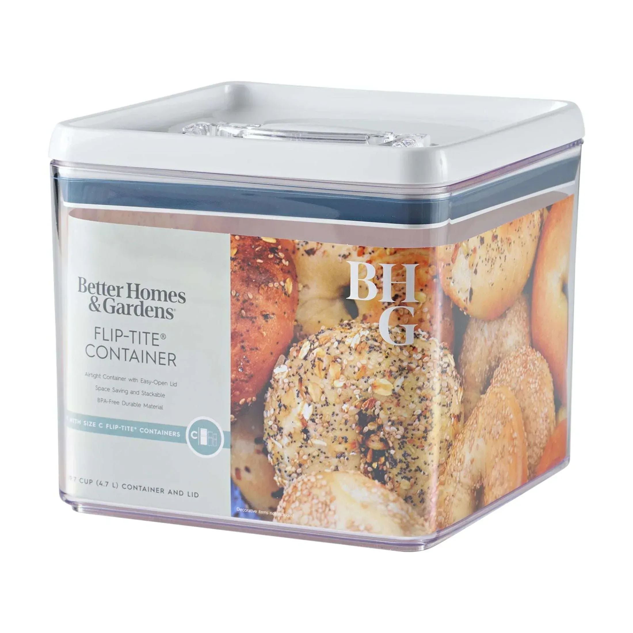 Better Homes & Gardens Flip-Tite® Large 19.7 Cup Airtight Bagel Food Storage Container, BPA-Free, Stackable Pantry Canister - Image 3