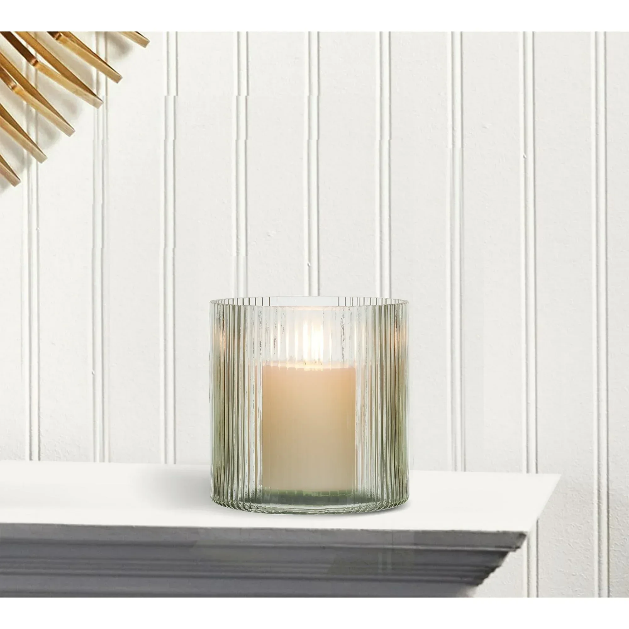 Better Homes & Gardens Glass Ribbed Hurricane Candle Holder, 5", Medium, Living Room