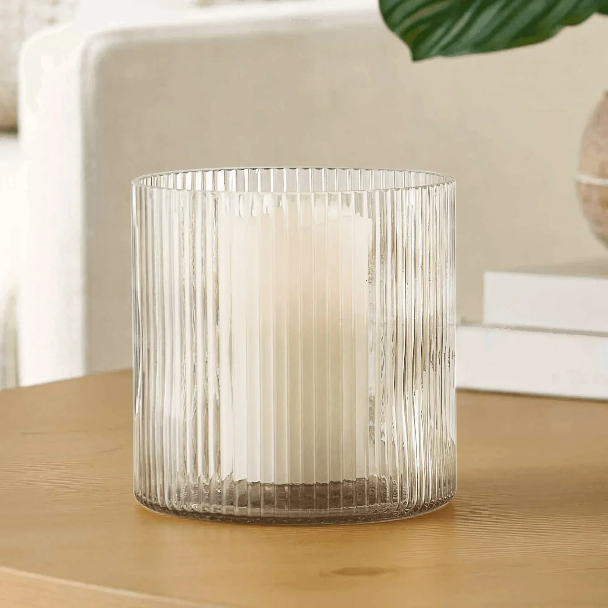 Better Homes & Gardens Glass Ribbed Hurricane Candle Holder, 5", Medium, Living Room - Image 21