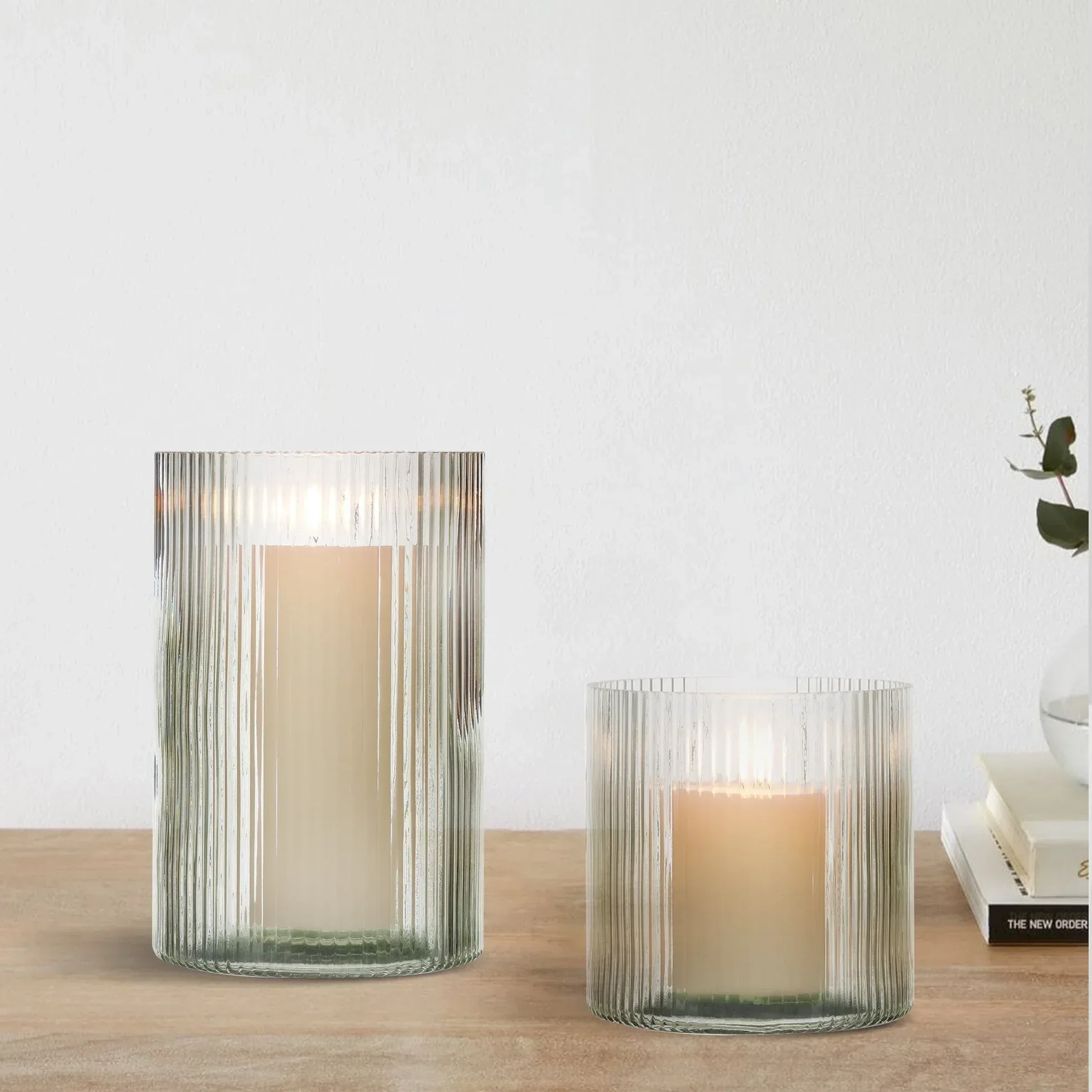 Better Homes & Gardens Glass Ribbed Hurricane Candle Holder, 5", Medium, Living Room - Image 4