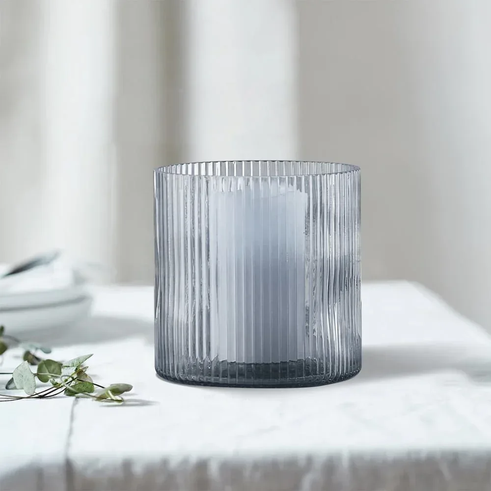 Better Homes & Gardens Glass Ribbed Hurricane Candle Holder, 5", Medium, Living Room - Image 6