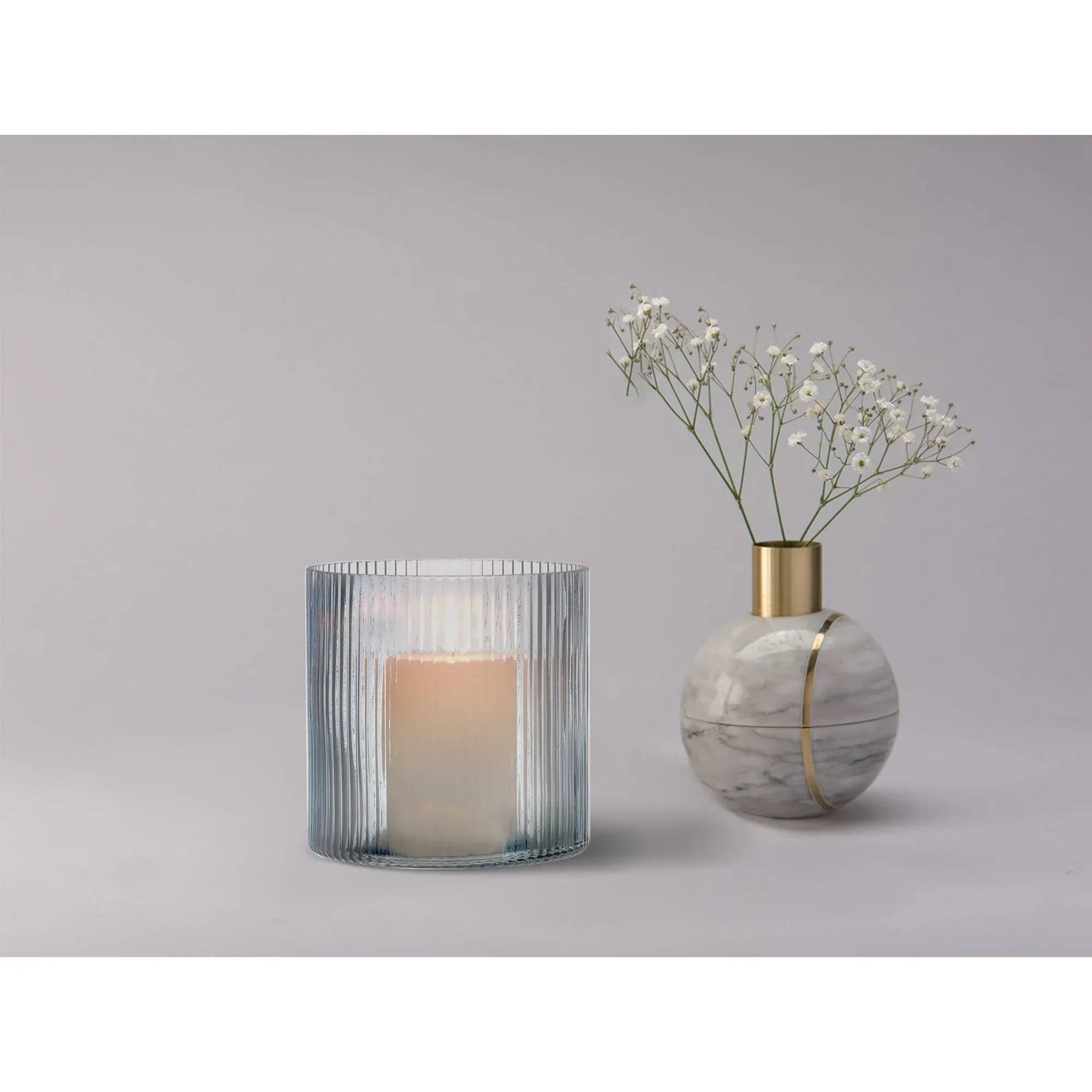 Better Homes & Gardens Glass Ribbed Hurricane Candle Holder, 5", Medium, Living Room - Image 7
