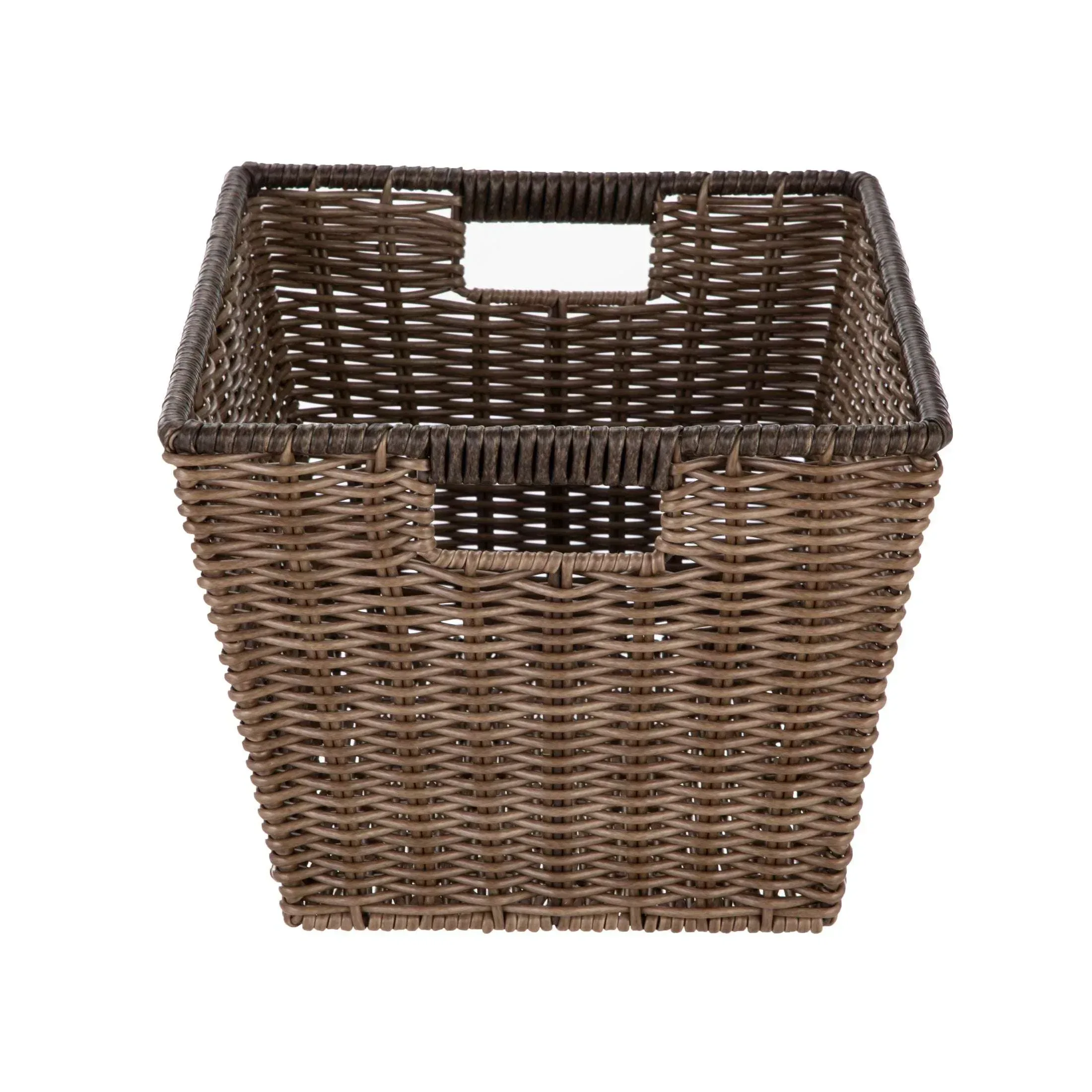 Better Homes & Gardens Large Poly Rattan Decorative Storage Basket with Handles, 14 in x 11 in x 8.5 in - Image 5