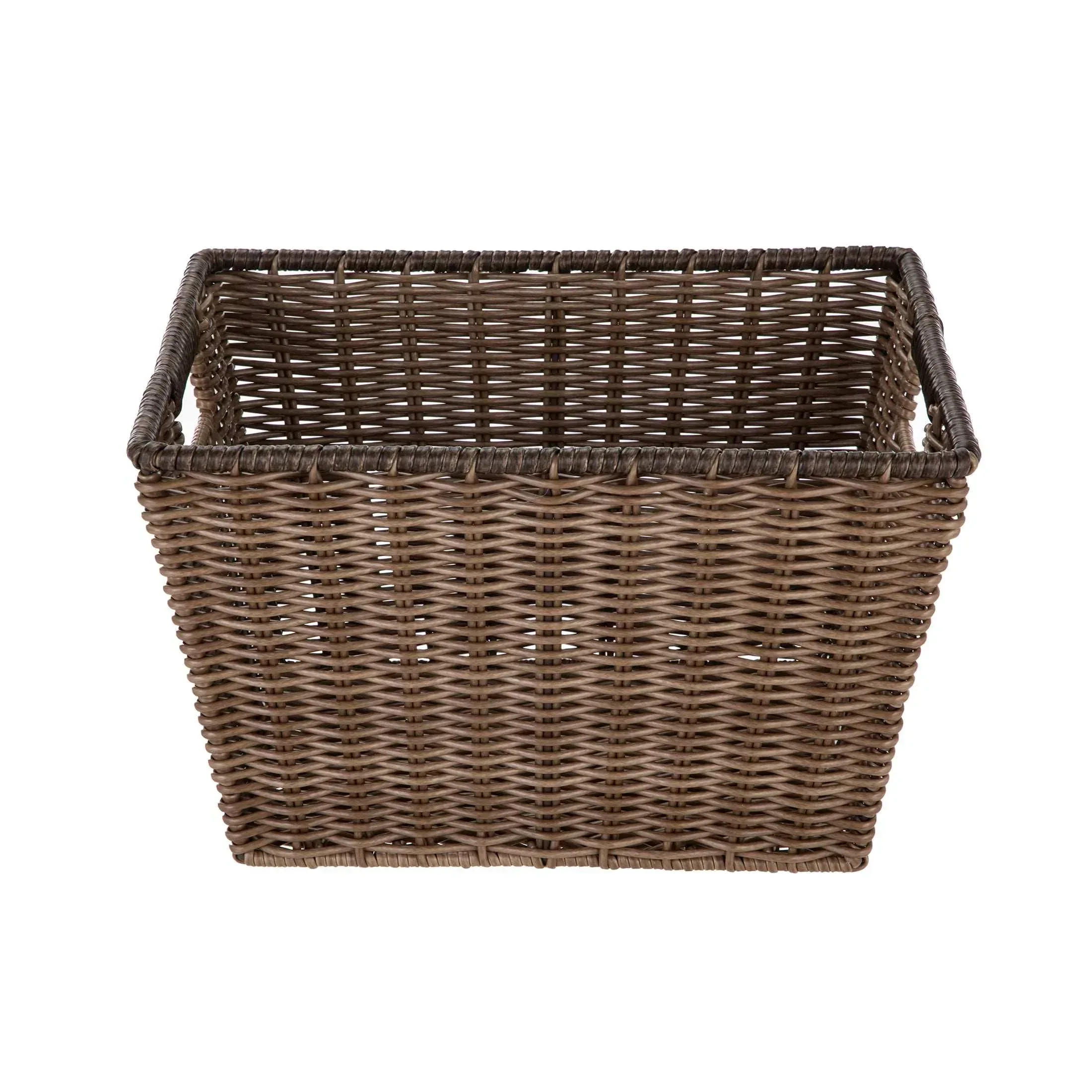 Better Homes & Gardens Large Poly Rattan Decorative Storage Basket with Handles, 14 in x 11 in x 8.5 in - Image 6