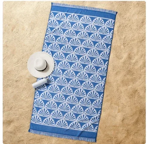 Better Homes & Gardens Oversized Navy Sun Print Cotton Blend Beach Towel, 38" x 72"