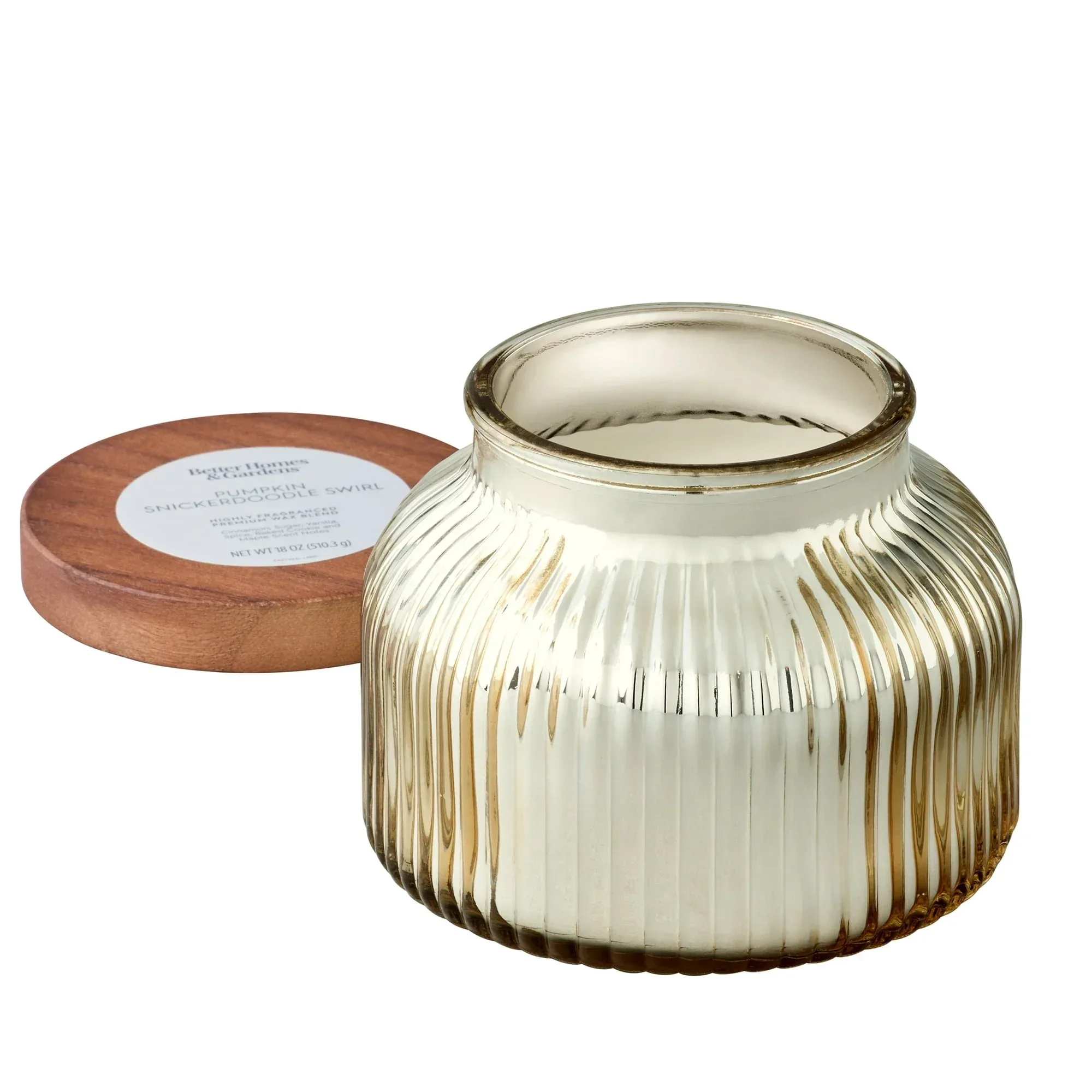 Better Homes & Gardens Scented Cotton 2-Wicks Ribbed Mecury Glass Jar Candle with Wooden Lid 18oz - Image 13