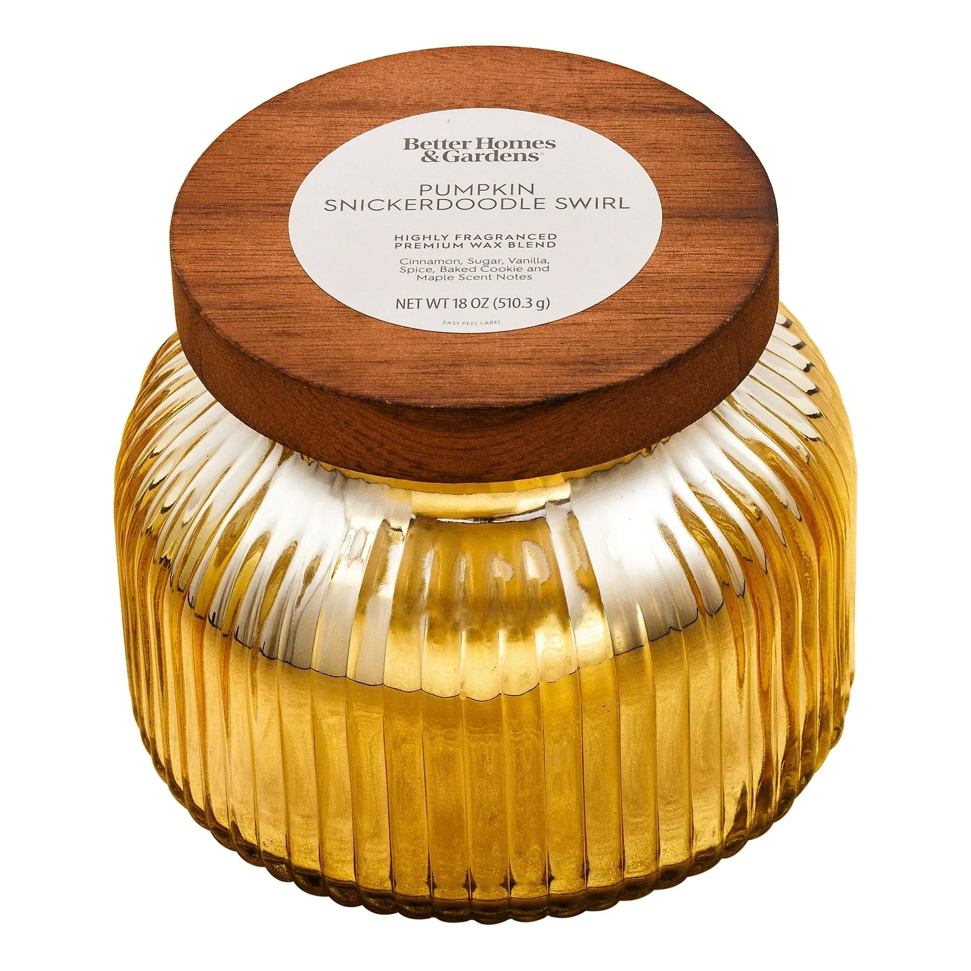 Better Homes & Gardens Scented Cotton 2-Wicks Ribbed Mecury Glass Jar Candle with Wooden Lid 18oz - Image 15