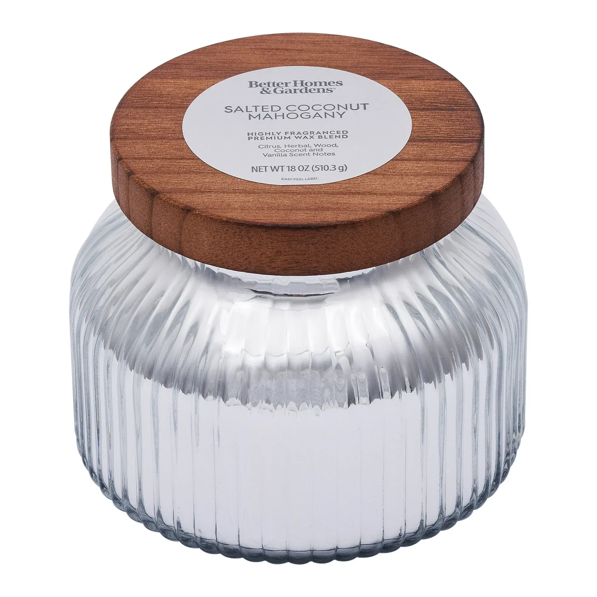 Better Homes & Gardens Scented Cotton 2-Wicks Ribbed Mecury Glass Jar Candle with Wooden Lid 18oz - Image 21