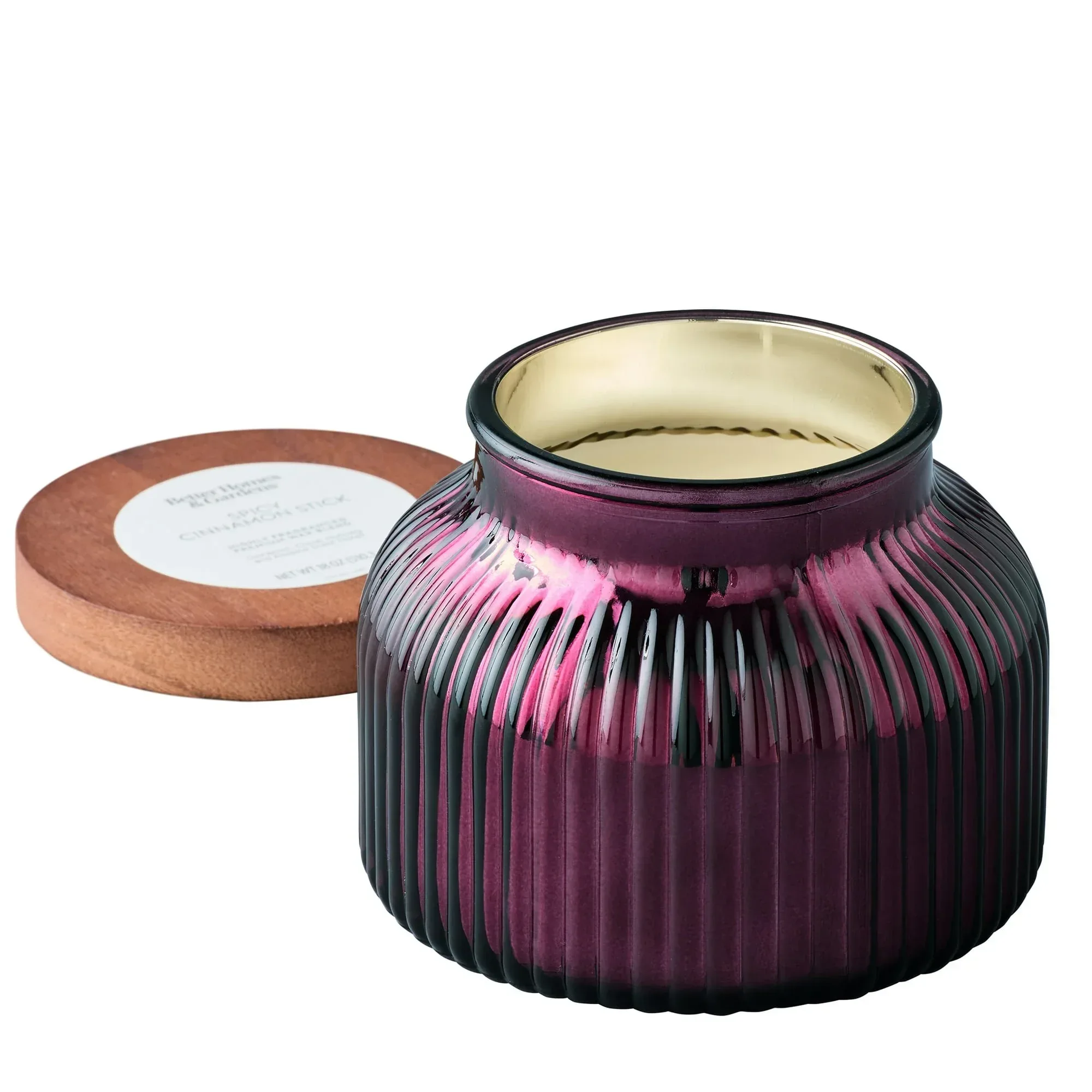Better Homes & Gardens Scented Cotton 2-Wicks Ribbed Mecury Glass Jar Candle with Wooden Lid 18oz - Image 25