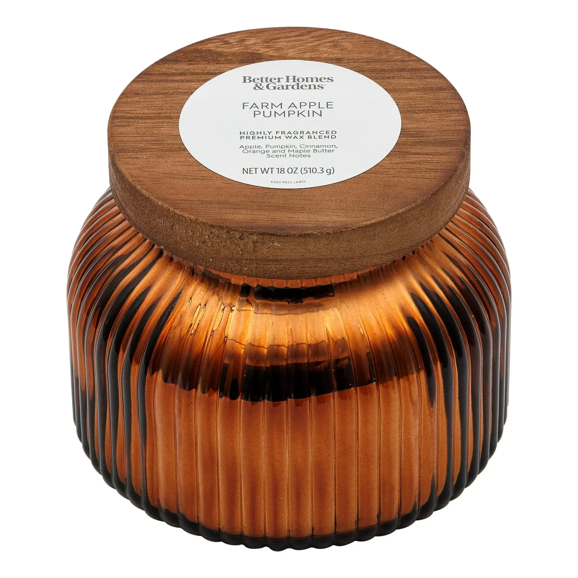 Better Homes & Gardens Scented Cotton 2-Wicks Ribbed Mecury Glass Jar Candle with Wooden Lid 18oz - Image 3