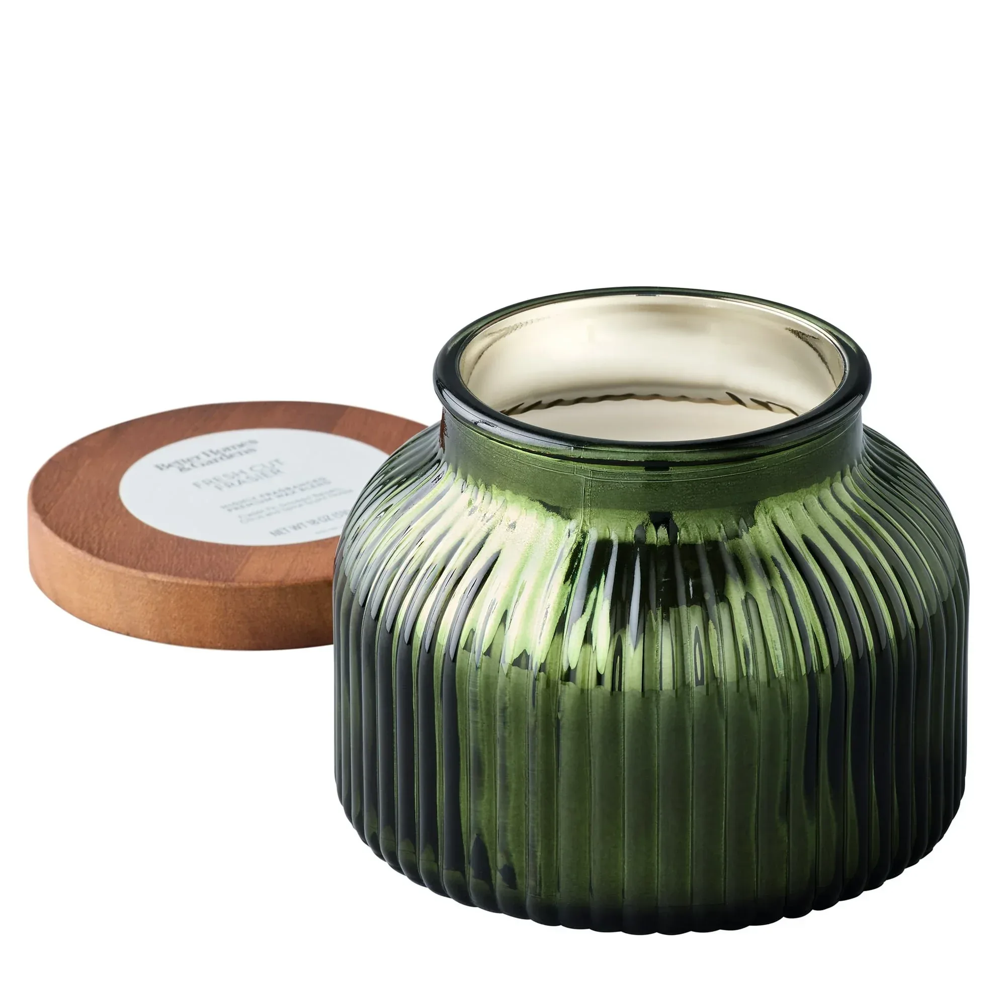 Better Homes & Gardens Scented Cotton 2-Wicks Ribbed Mecury Glass Jar Candle with Wooden Lid 18oz - Image 7