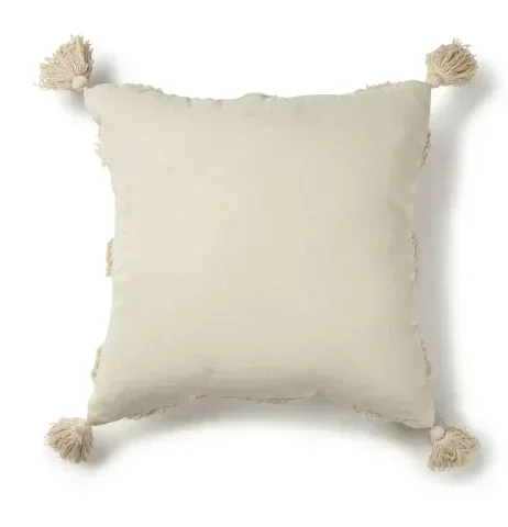 Better Homes & Gardens Tufted Trellis Decorative 20" Square Throw Pillow, Natural, 1 per Pack - Image 2