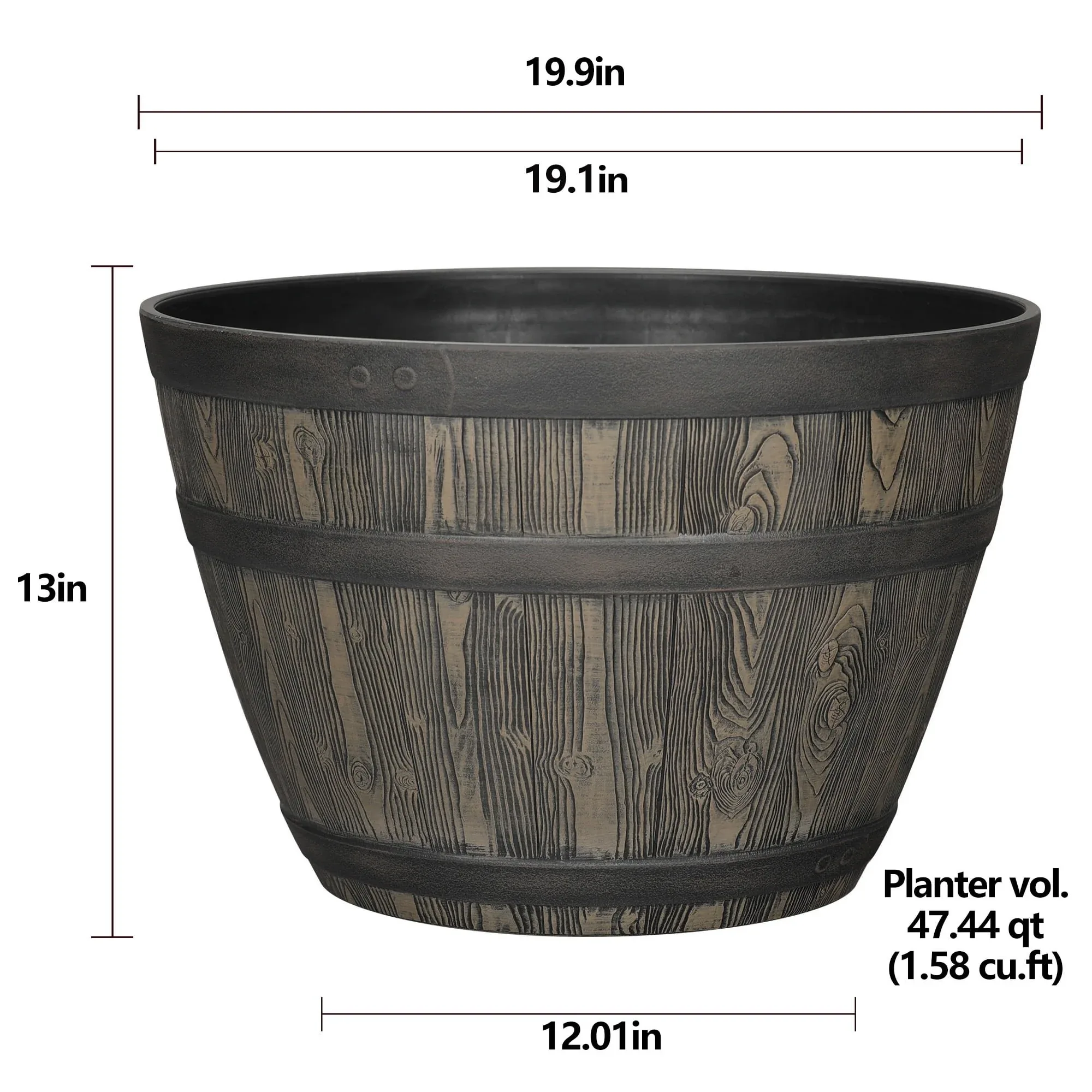 Better Homes & Gardens Whiskey Barrel Brown Resin Planter - Image 9