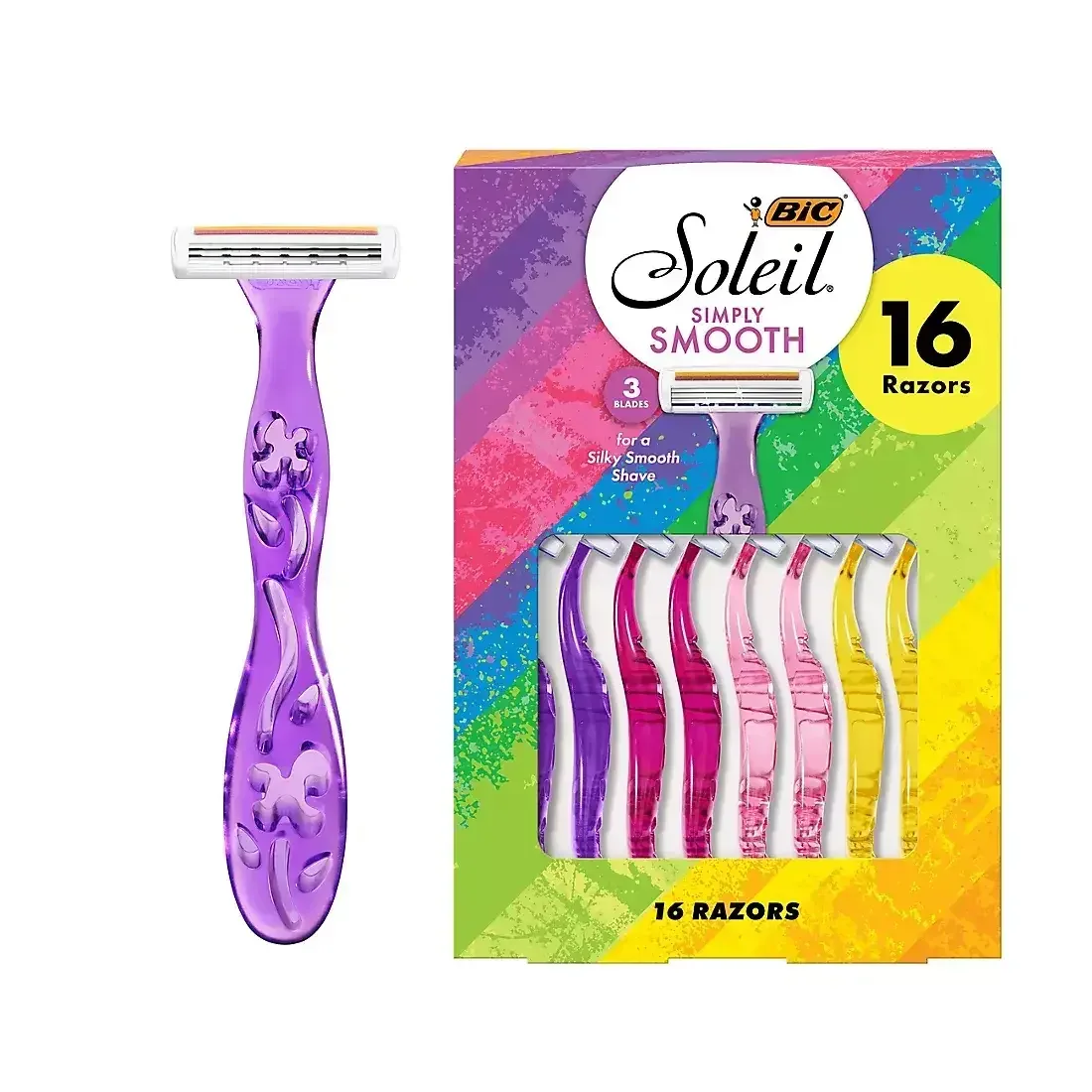 BIC Soleil Simply Smooth Disposable Razor, 3 Blade Womens Razors, 16 ct. - Image 2