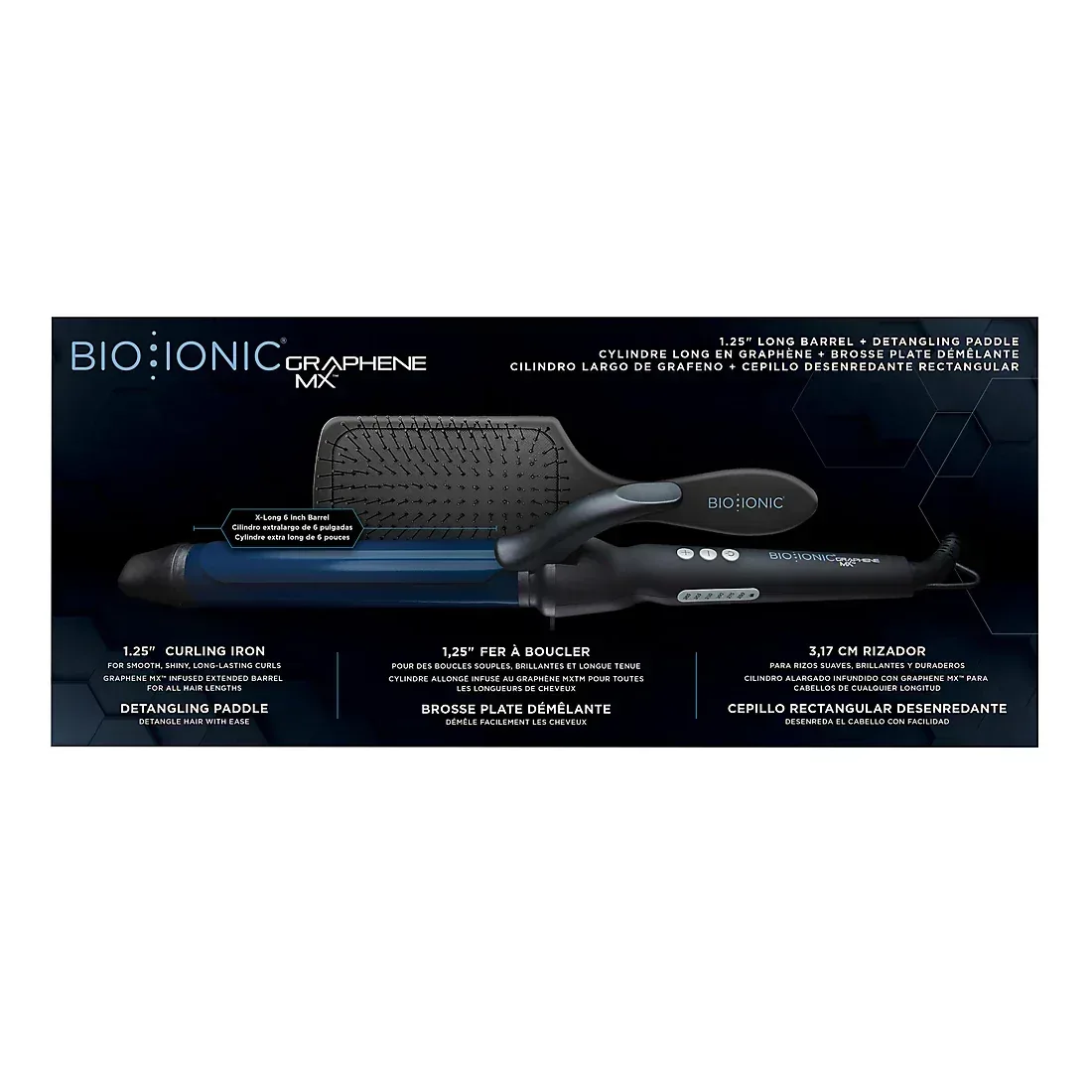 Bio Ionic Graphene MX Long Barrel Curling Iron 1.25" with Brush - Image 2